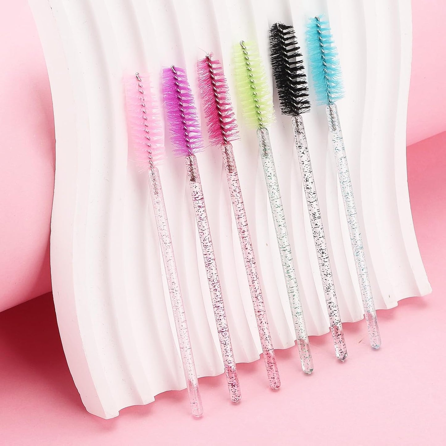 Tbestmax 1200 Disposable Eyelash Brush Crystal Eyebrow Spoolies Mascara Wands Makeup Brushes Applicators Kits for Eyelash Extensions - 6 Colors