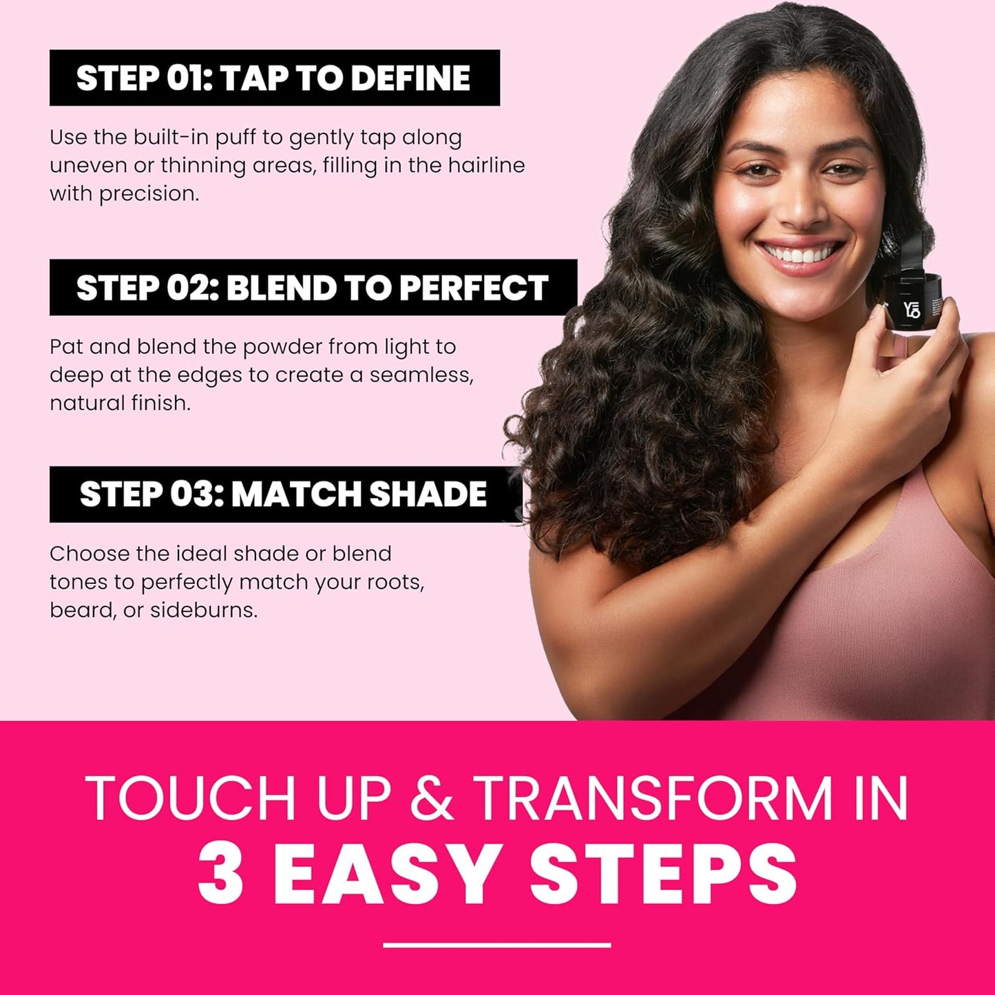 VELO Hairline Powder–LIGHT COFFEE Hair Root Touch Up Powder for Women & Men–Instantly Covers Gray Hair, Thinning Hair & Bald Spots–Sweatproof Root Cover Up–Puff & Mirror Compact, 13 Shades