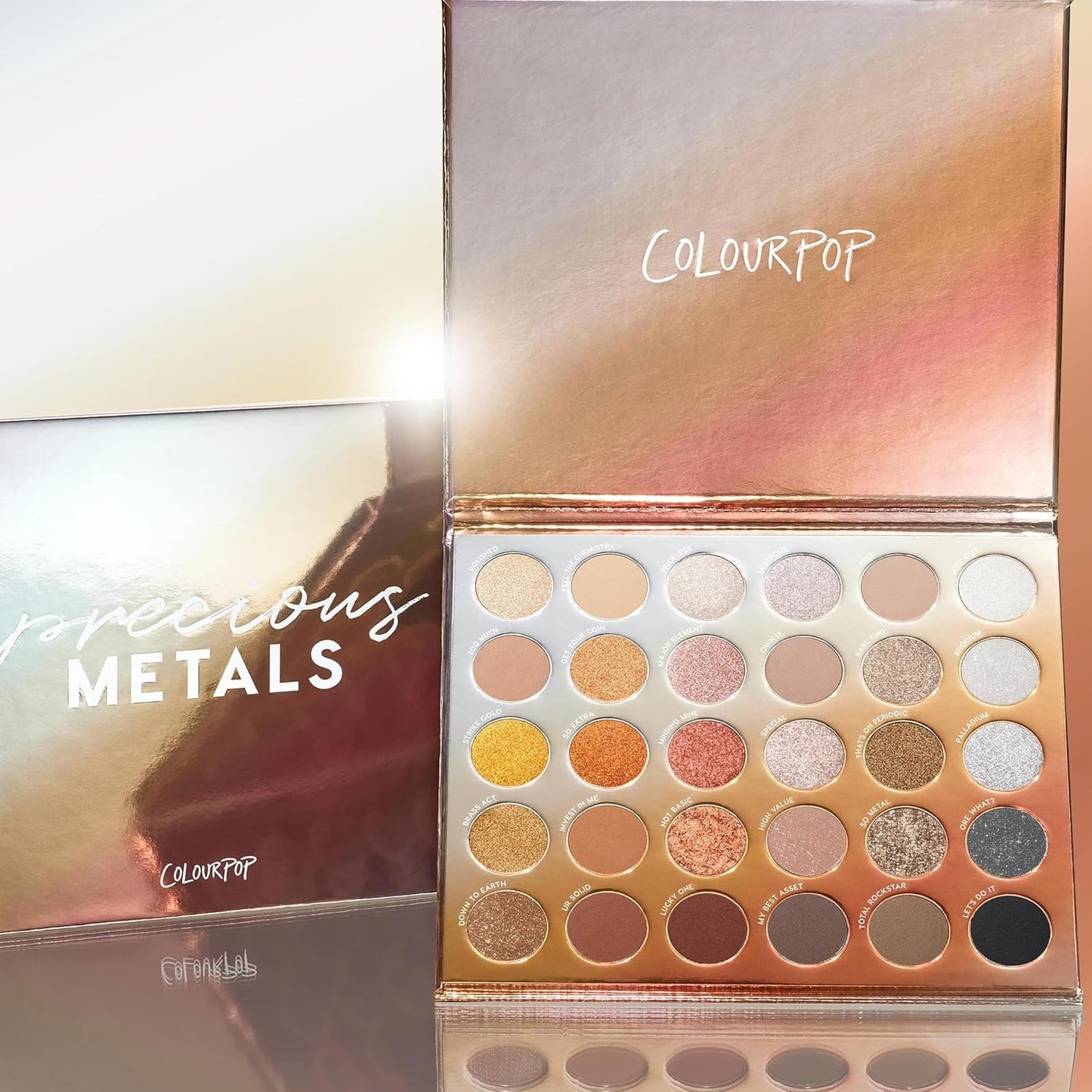 ColourPop Eyeshadow Palette - Eye Makeup Palette with Matte, Metallic, Matte Sparkle & Glitter Finishes - High-Pigment Eye Makeup with a Long-Wearing Formula - Precious Metals (1.16 oz)