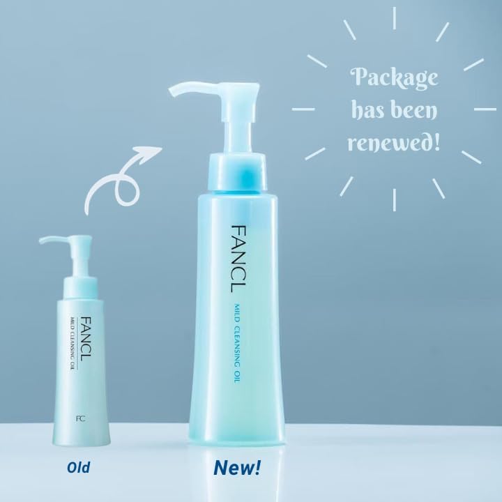 FANCL Mild Cleansing Oil, Japanese Facial Cleansing Oil, Makeup Remover, Oil Cleanser, 100% Preservative Free, Clean Skincare for Sensitive Skin [US Package] (2, Blue)