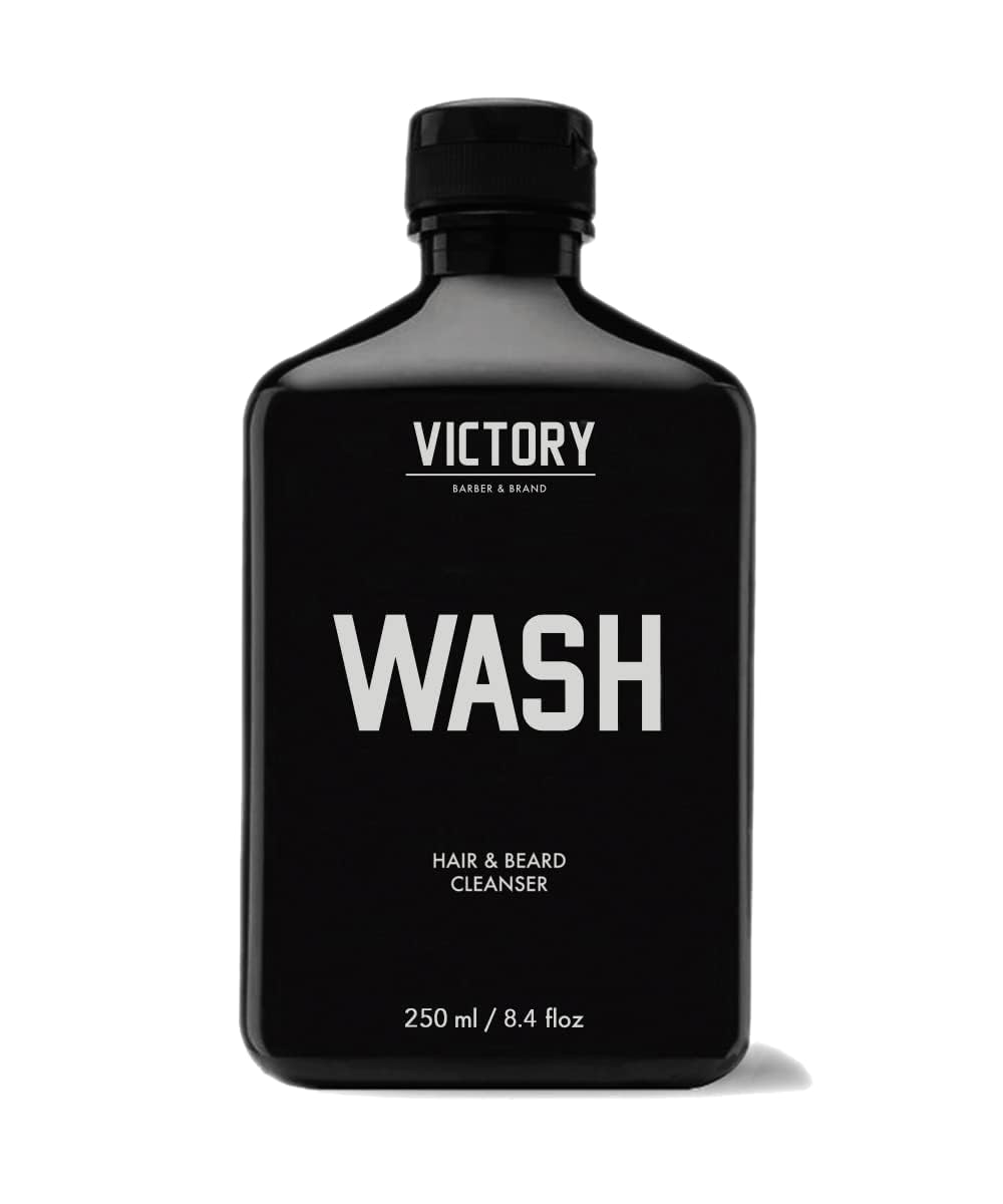 Victory Barber & Brand Beard Wash - Made in USA, Men's All-in-One Shampoo and Conditioner, Hydrating, Smoothening, Softening, 8.4 Fl Oz