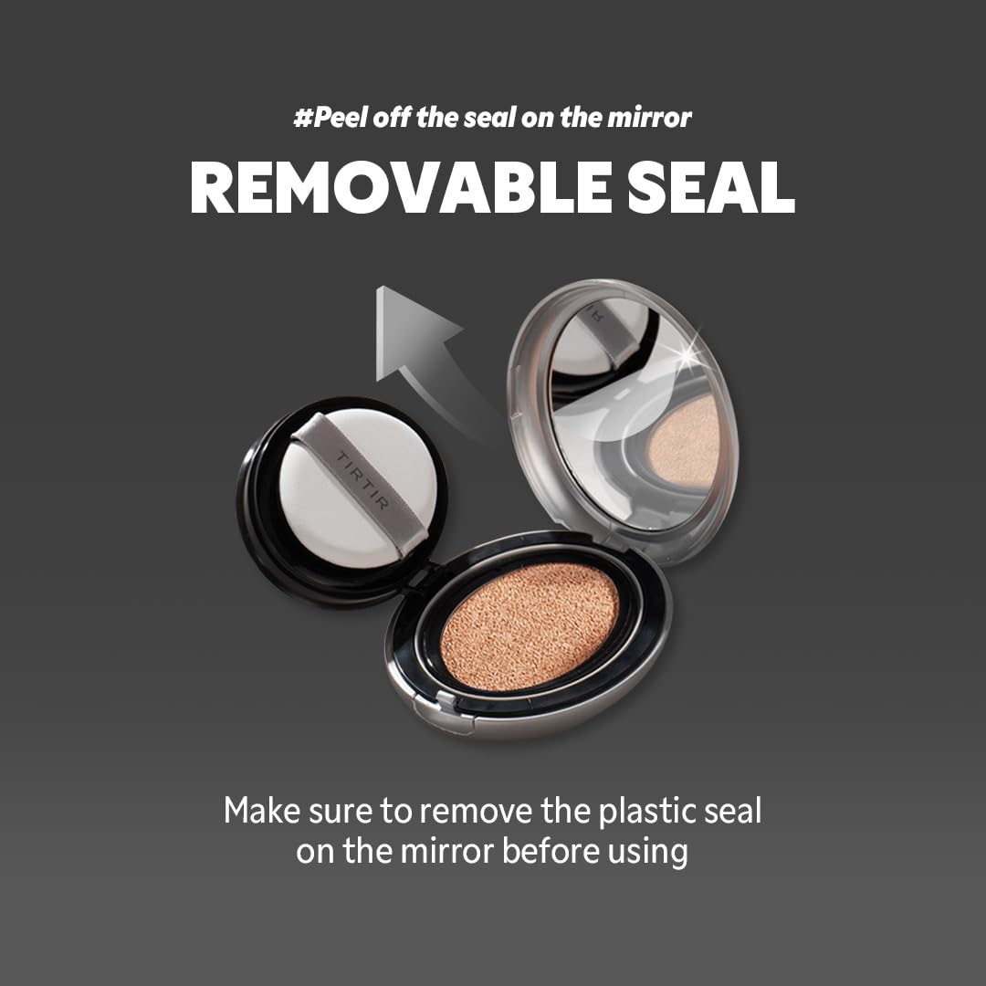 TIRTIR Mask Fit Aura Silver Cushion Foundation | Semi-glow Finish, Natural Coverage, Moisturizing, Lightweight, Korean cushion foundation (#33C Hazel, Full Size, 0.63 Fl Oz)