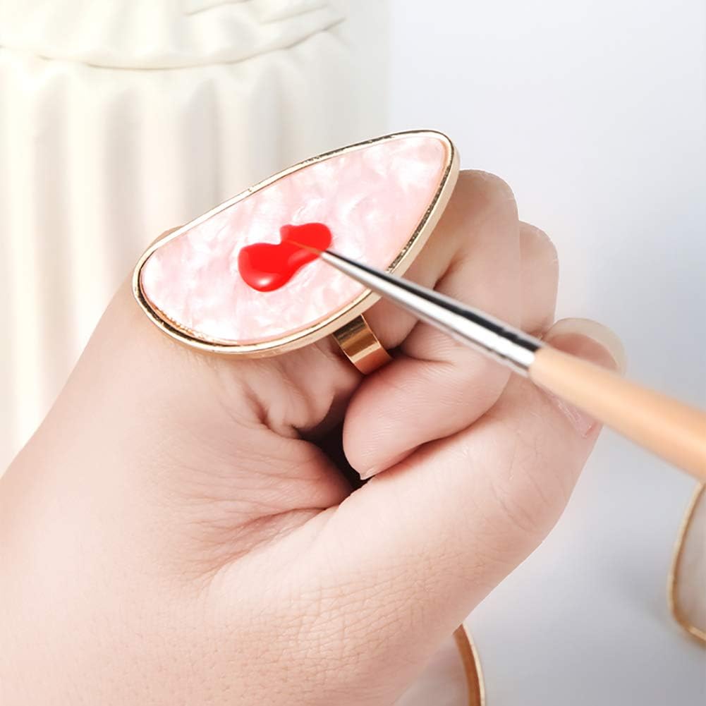 2 Pcs Resin Mixing Palette with Finger Rings Eyelash Extension Glue Rings Nail Art Equipment