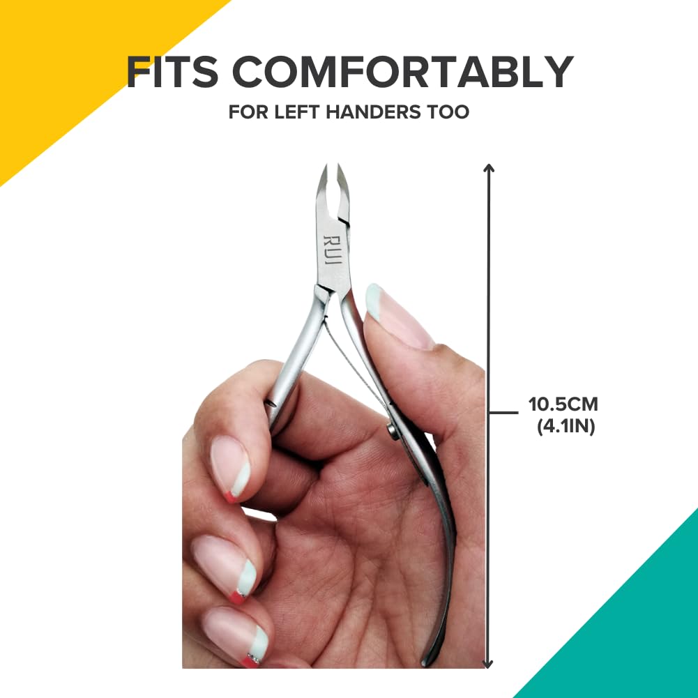 Rui Smiths Carbon Steel Cuticle Nippers - Professional Carbon Steel French Handle - 6mm Jaw, Single Spring