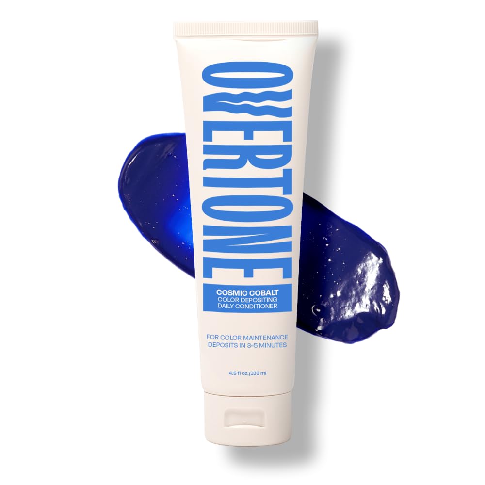 Overtone Daily Color Depositing Conditioner - 4.5oz Temporary Coloring Conditioner with Shea Butter & Coconut Oil - Refresh Color & Prevent Fading - Vegan & Cruelty-Free, Extreme Blue is Cosmic Cobalt