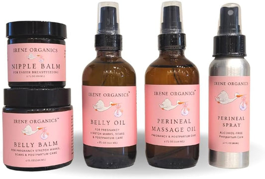 Belly Bundle - Organic Belly Balm and Natural Belly Oil for Pregnancy Stretch Marks and Scars (5 piece set - SM)
