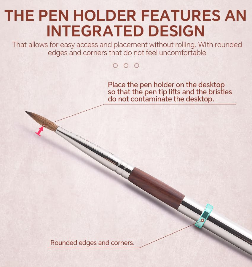 KADS Acrylic Nail Brush with Penholder Nail Brush for Acrylic Application-Oval Shaped Powder Nail Design Tools for Professional Manicure DIY Home Salon (4#)