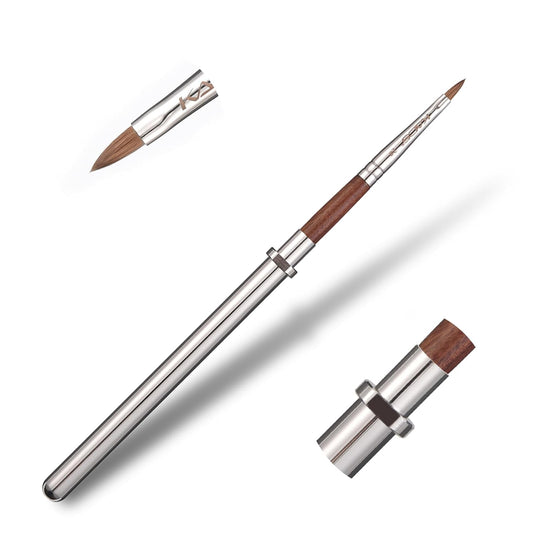 KADS Acrylic Nail Brush with Penholder Nail Brush for Acrylic Application-Oval Shaped Powder Nail Design Tools for Professional Manicure DIY Home Salon (2#)