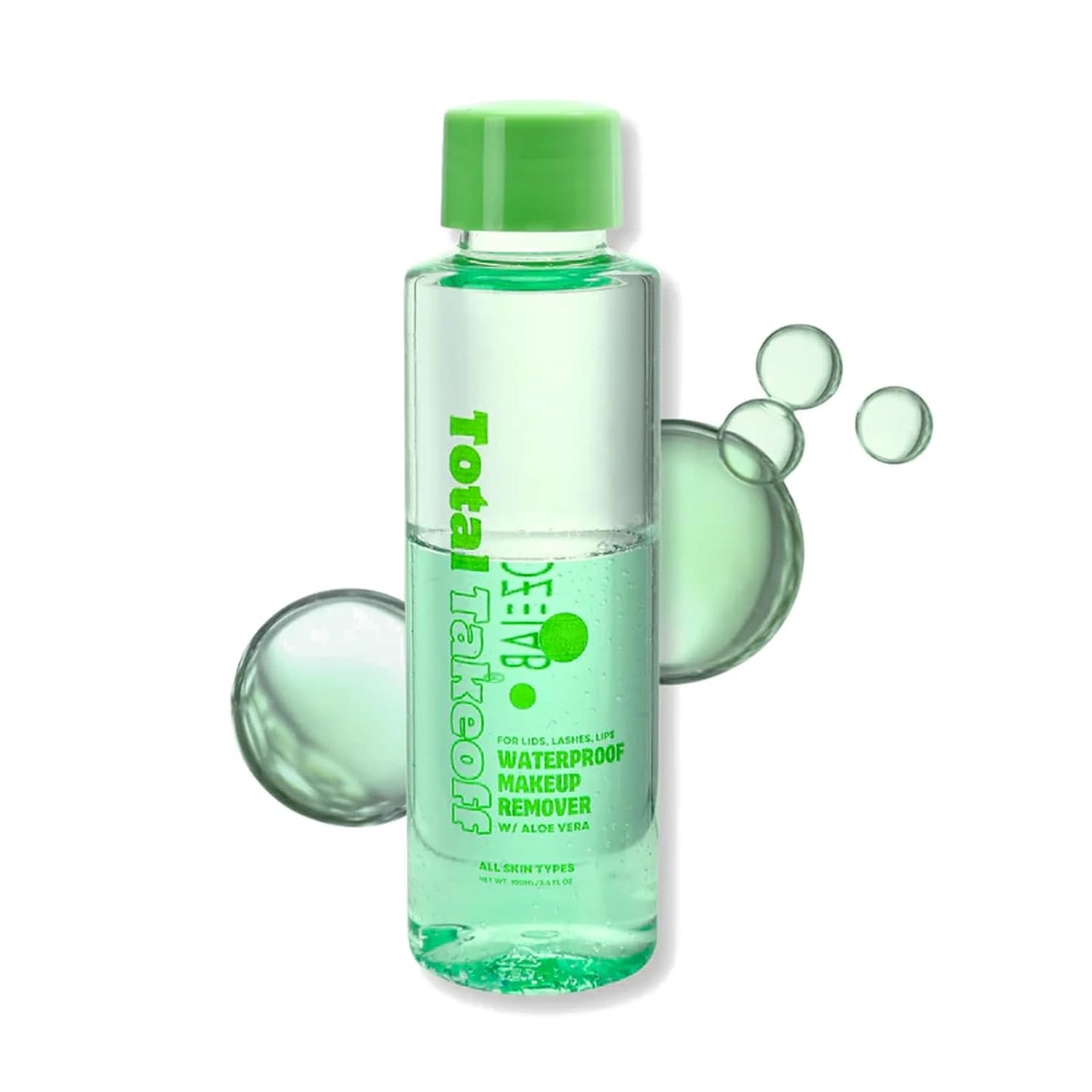 Total Takeoff Waterproof Makeup Remover – Dual-Phase Oil & Water Formula, Removes Eye & Lip Makeup, Gentle for Sensitive Skin, Aloe & Argan Oil, No-Rinse, 3.4 fl oz/100ml