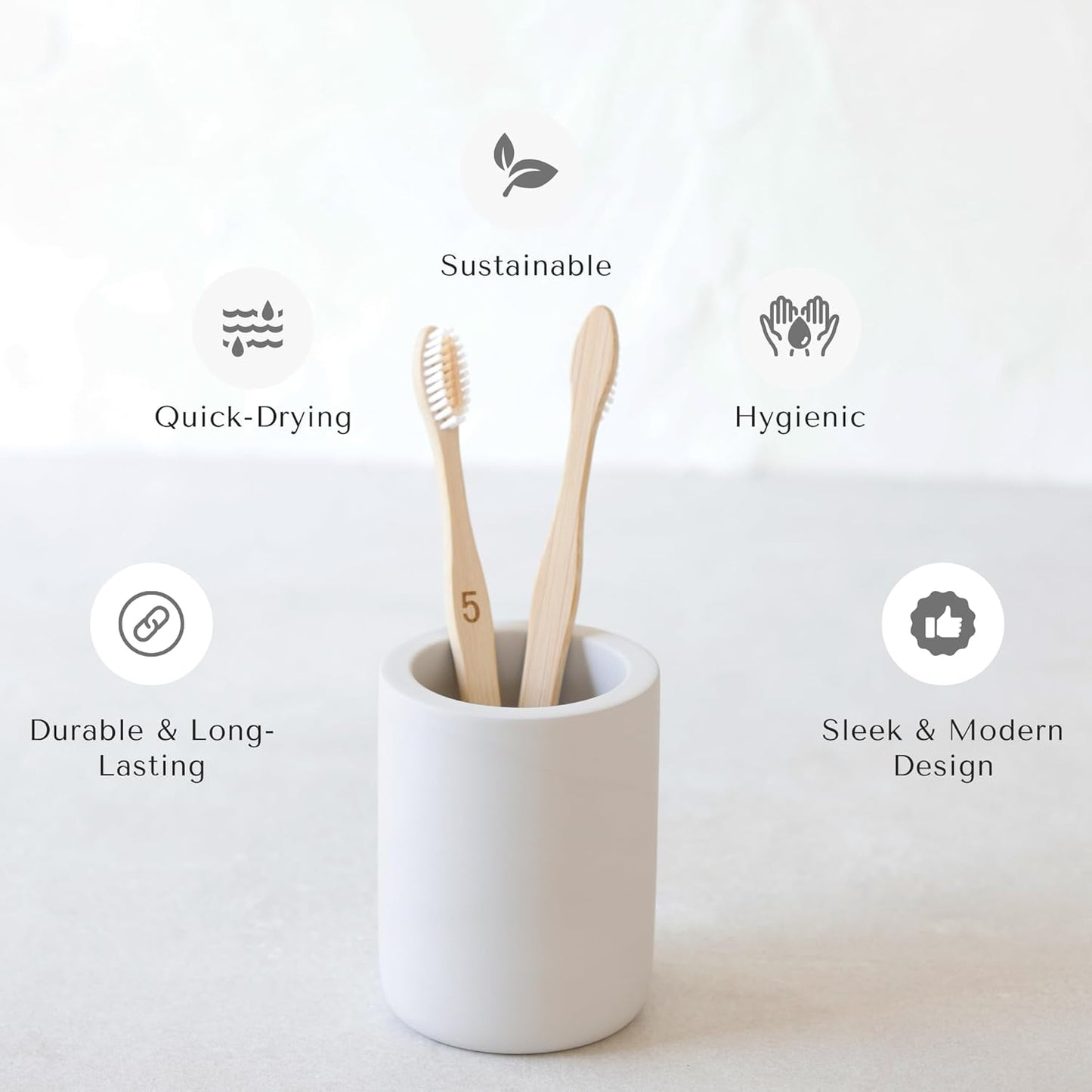 Selegna Drying Stone Toothbrush Holder, Diatomite Toothbrush Holders for Bathroom, Quick Drying Electric Toothbrush & Toothpaste Holder Cup, Diatomaceous Earth Bathroom Sink Organizer (Dark Grey)