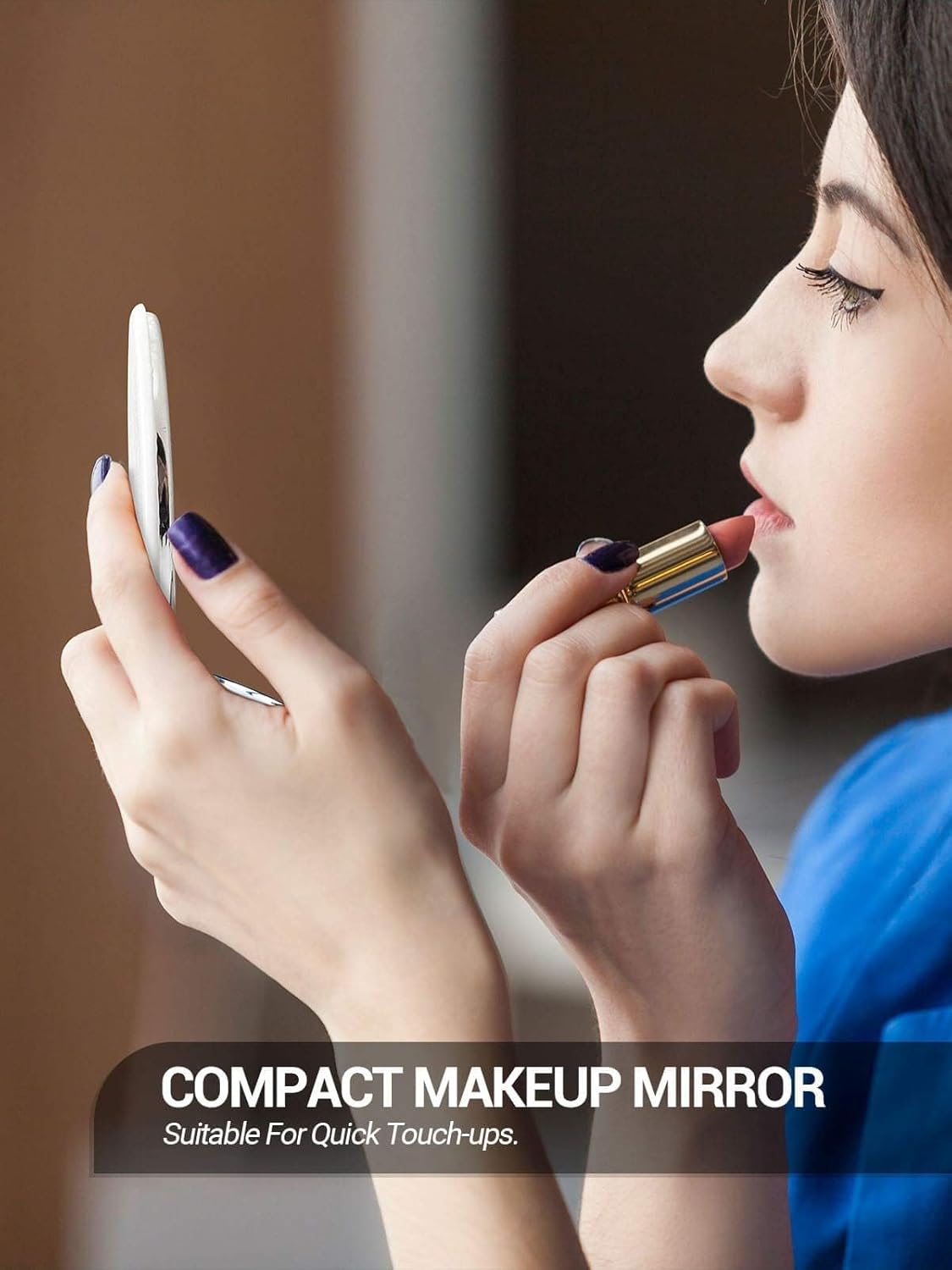 Compact Mirror Bulk, Set of 6 Round Double-Sided 1X/3X Magnification PU Leather 2.8" (White)