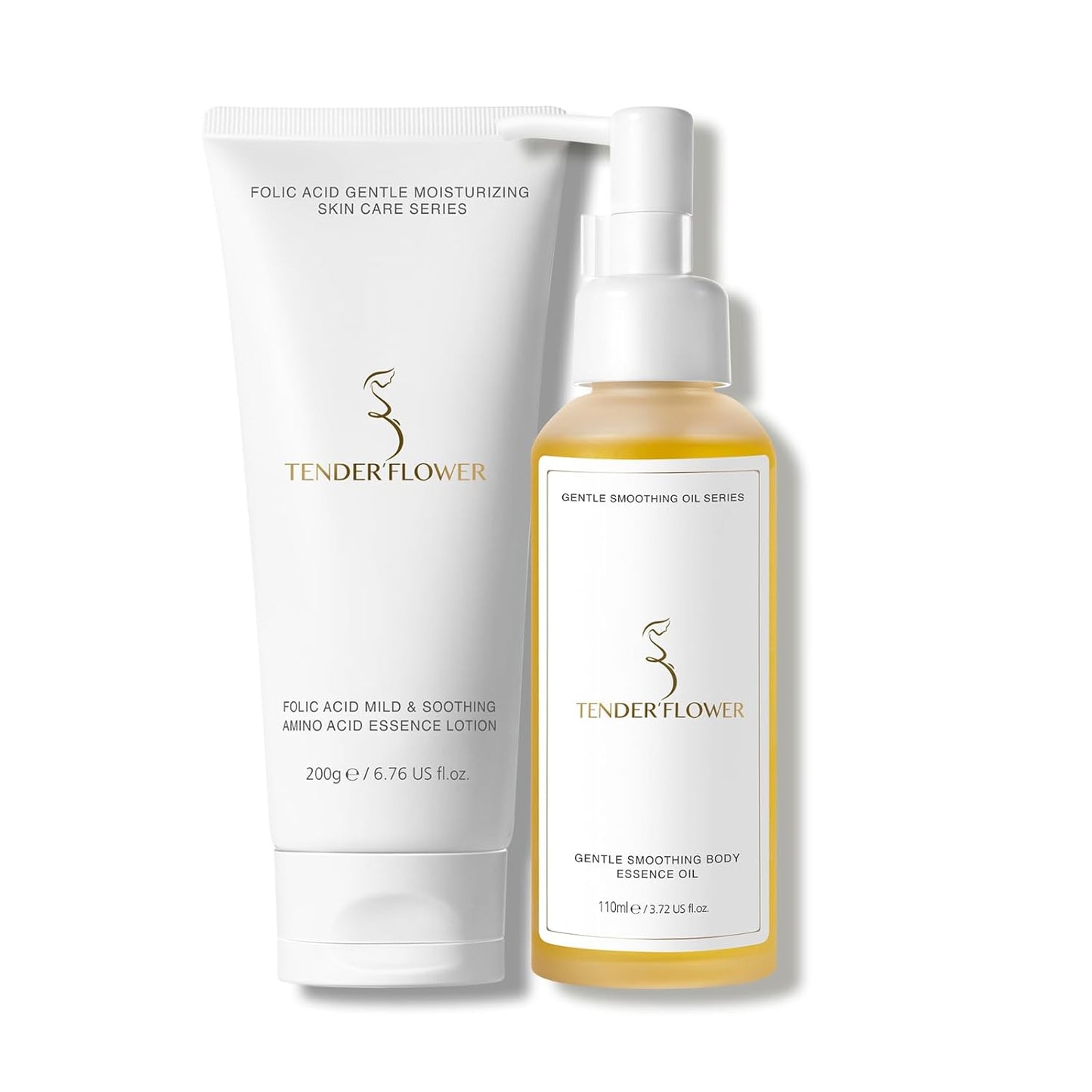 2PCS Folic Acid&Amino Acid,Essence combination of oil and lotion,Age-Defying Vegetable Glycerine for Skin Firms, Smooth, Anti Stretch Mark, Moisturizing 6.7 OZ +3.7 OZ