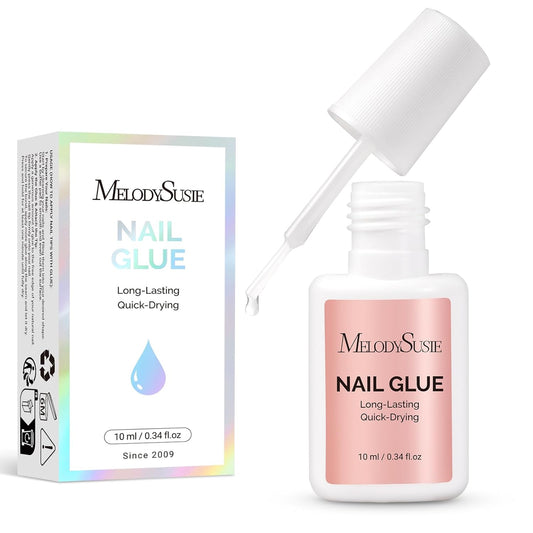 MelodySusie Nail Glue for Press on Nails Acrylic Nail Tips Quick-Drying Super Strong Long Lasting Adhesive for Fake Nails No UV Lamp Needed with Easy Application 10ml