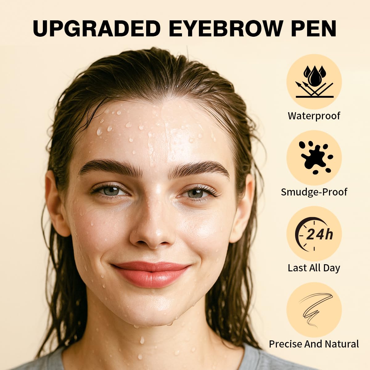Eyebrow Pencils for Women - Microblading Eyebrow Pencil 2-In-1 Dual-Ended Eyebrow Pen with Precise 2-Fork-Tip & Brush-Tip Waterproof Eyebrow Pencil for Hair-Like Brows, Last All-Day, Dark Brown