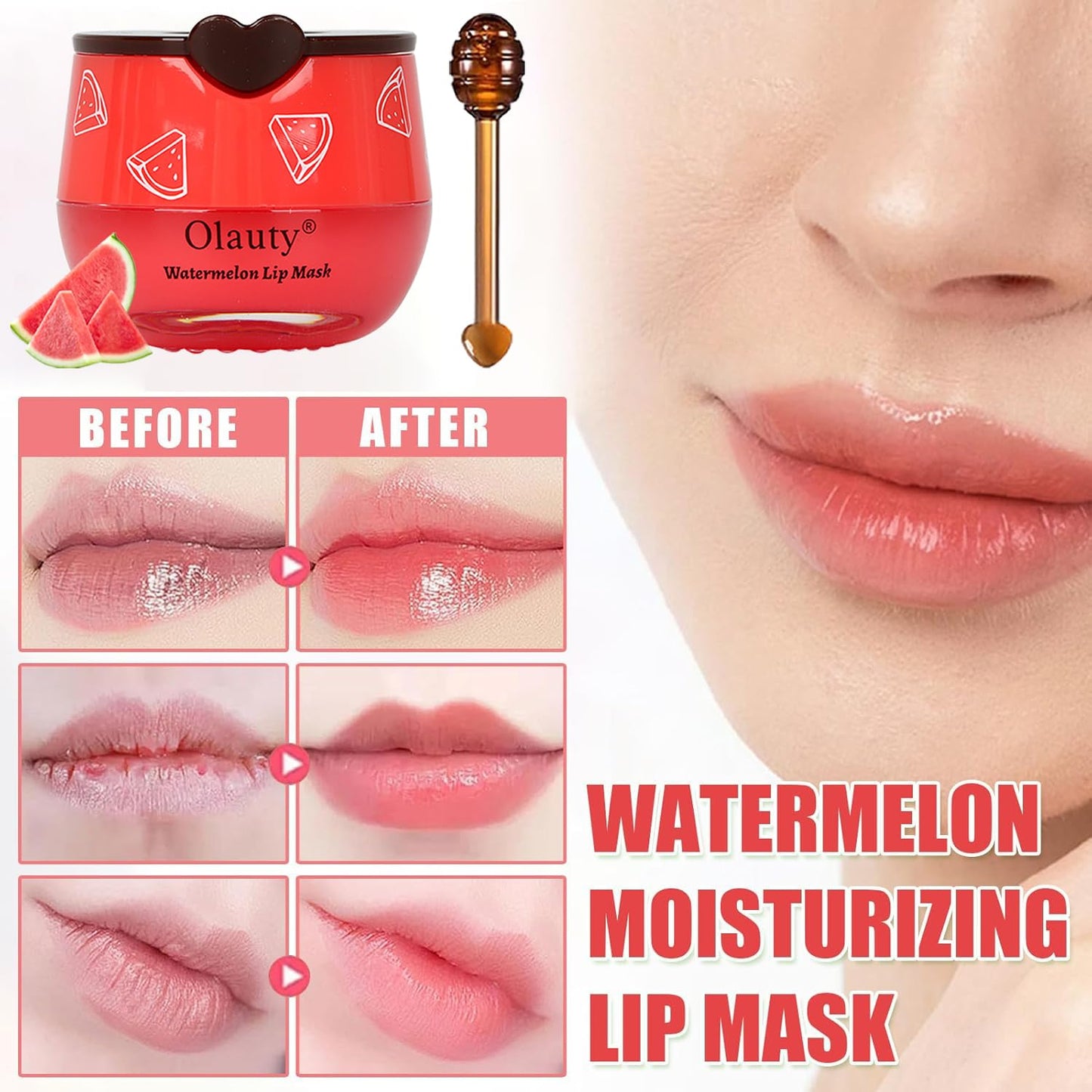 4 PCS Bee Lip Balm Lip Mask Honey Pot,Strawberry&Honey&Watermelon&Apple Lime Lip Sleeping Mask,Hydrating Prevention Dry Lip Care,Moisturizing Lip Mask Overnight Reduces Lip Lines