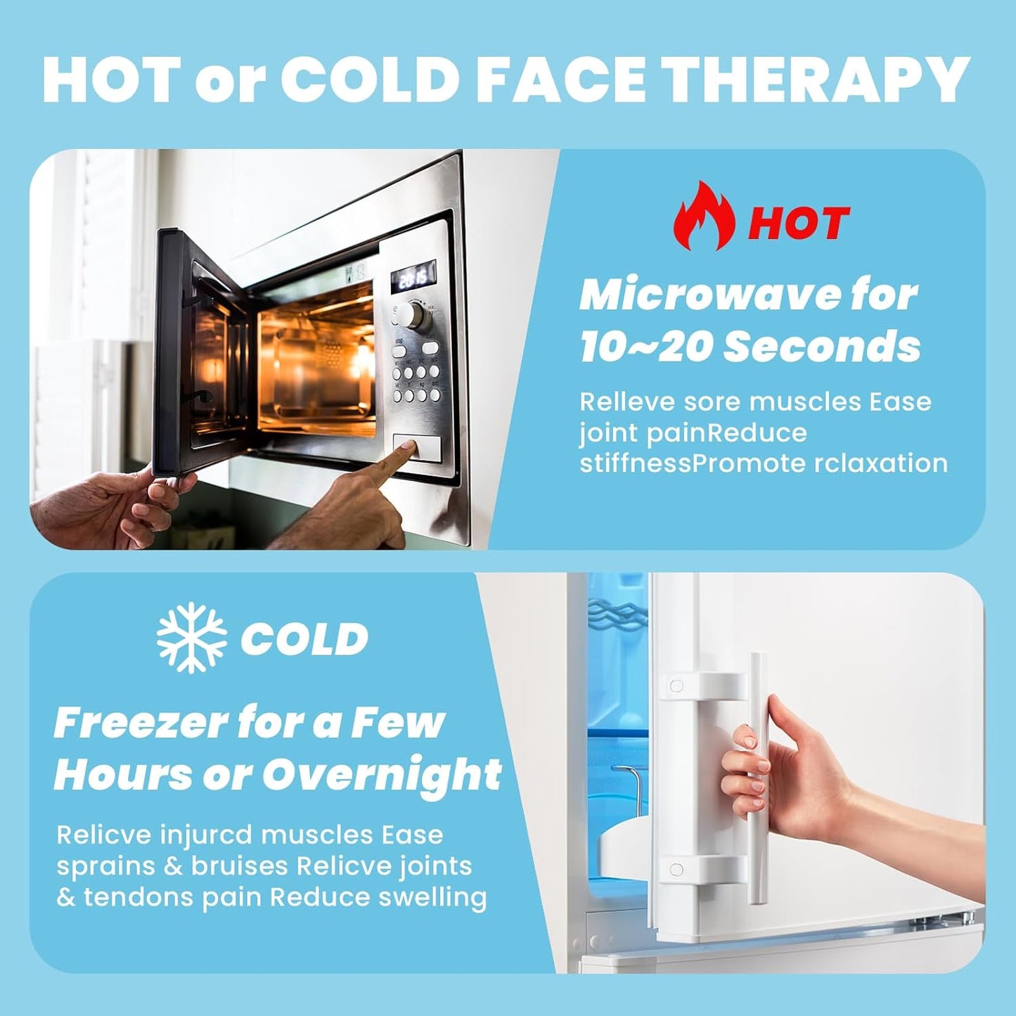 Cold Face Eye Mask Ice Pack Reduce Face Puff,Dark Circles,Gel Hot Cold Compress,Face SPA for Woman Sleeping, Pressure, Headaches, Skin Care， Blue