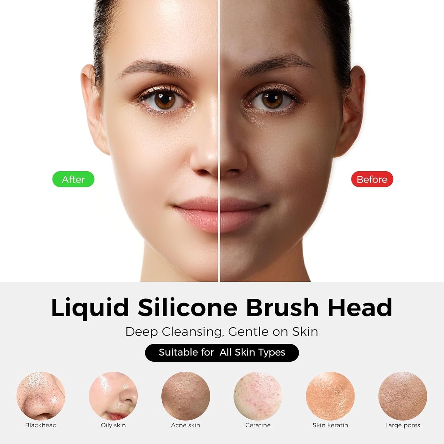 Facial Cleansing Brush: Rechargeable LED Electric Face Cleansing Brush with 4 Gentle Light Liquid Silicone Modes Face Scrubber Exfoliator,IPX7 Waterproof Ideal Gift for Men and Women-Black