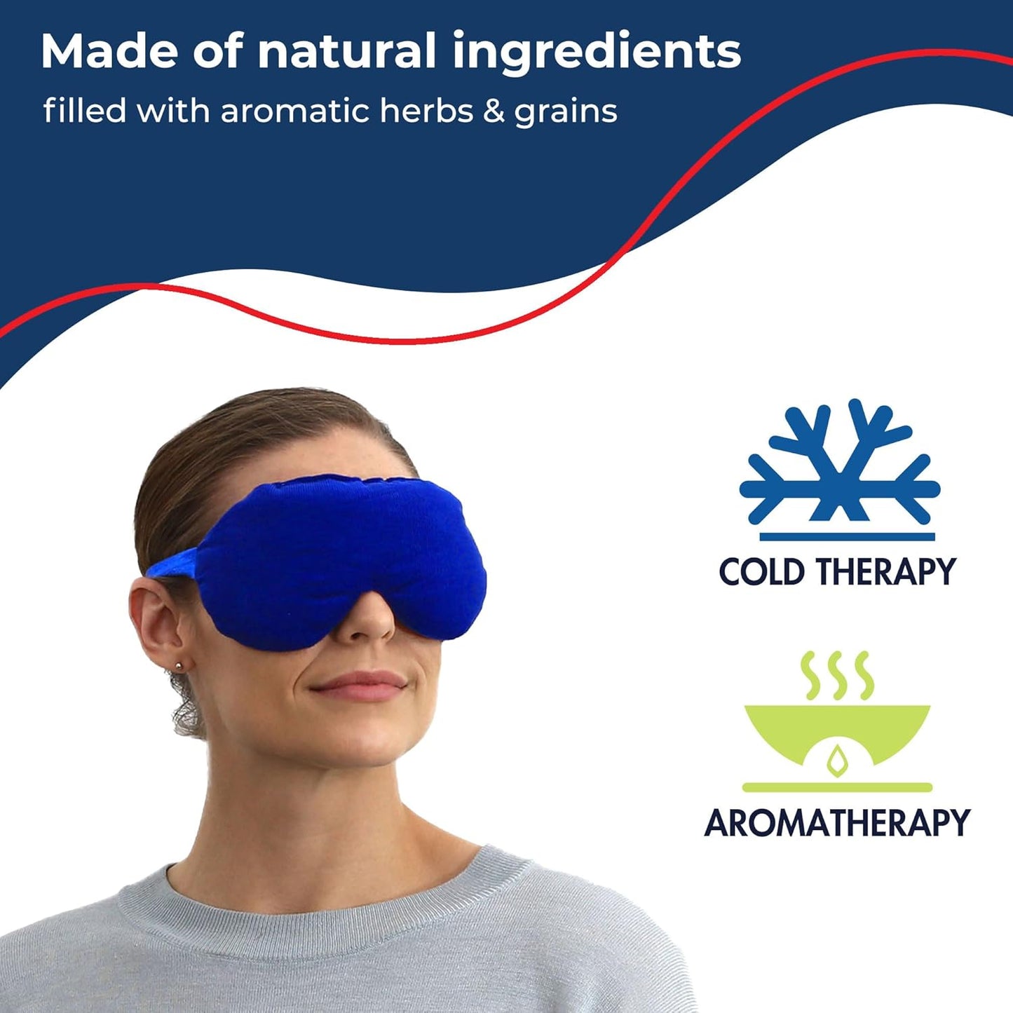 Lavender Eye Mask - Weighted Eye Mask for Relaxation and Yoga - Cold Therapy Eye Masks for Women, Men - 1 Eye Mask Blue