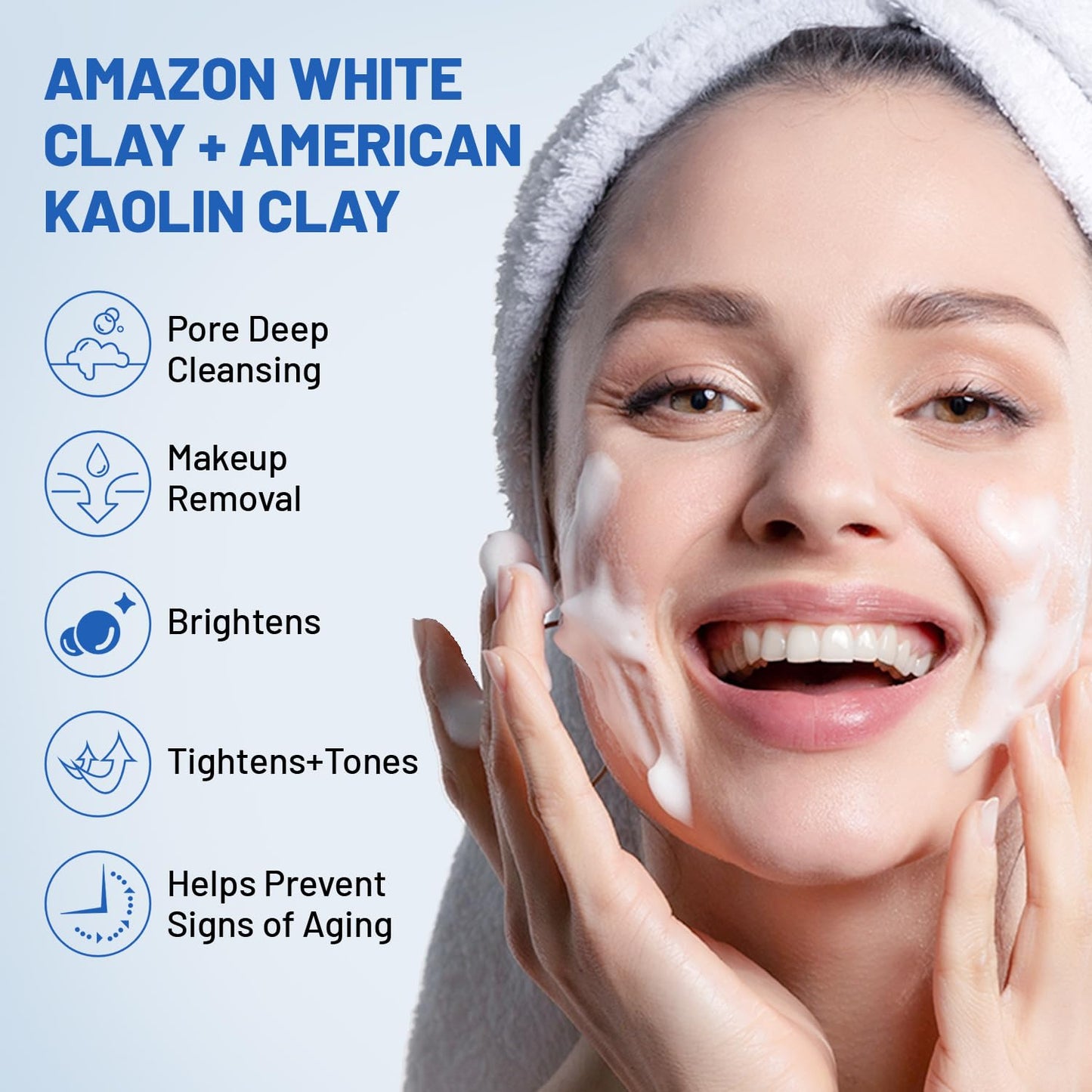 Clay Mask, Double effect Mud Mask for Face and Body, Spa Quality Pore Reducer for Acne, Blackheads & Oily Skin Deep Clean for All Skin Type,Natural Vegan Skincare,Tightens Skin & Exfoliate.