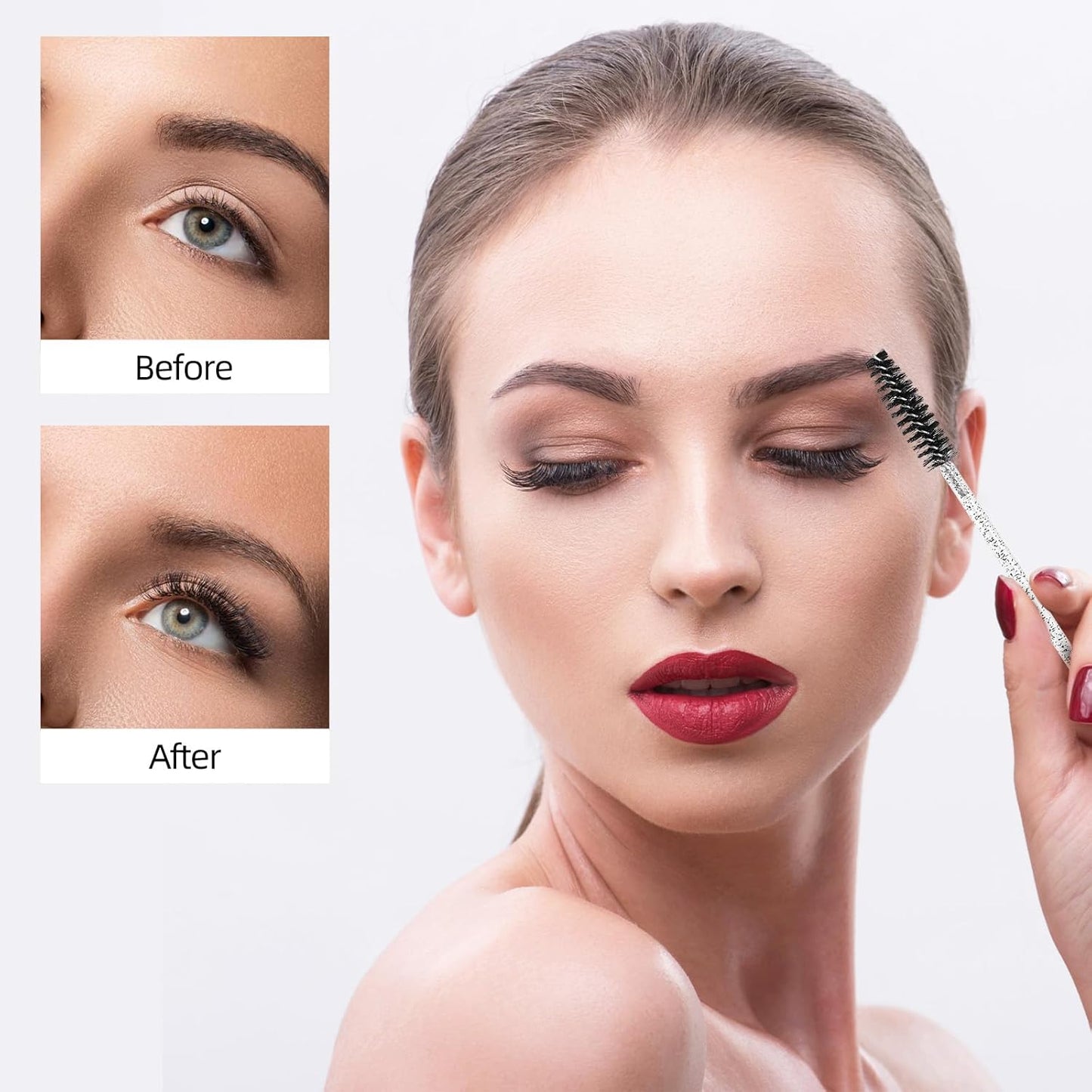 Tbestmax 1200 Disposable Eyelash Brush Crystal Eyebrow Spoolies Mascara Wands Makeup Brushes Applicators Kits for Eyelash Extensions - 6 Colors