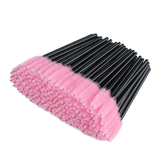 G2PLUS 100PCS Disposable Eyelash Brushes, Adjustable Mascara Wands Makeup Applicator, Lash Spoolies Brushes for Eyelash Extensions and Eyebrows (Pink)