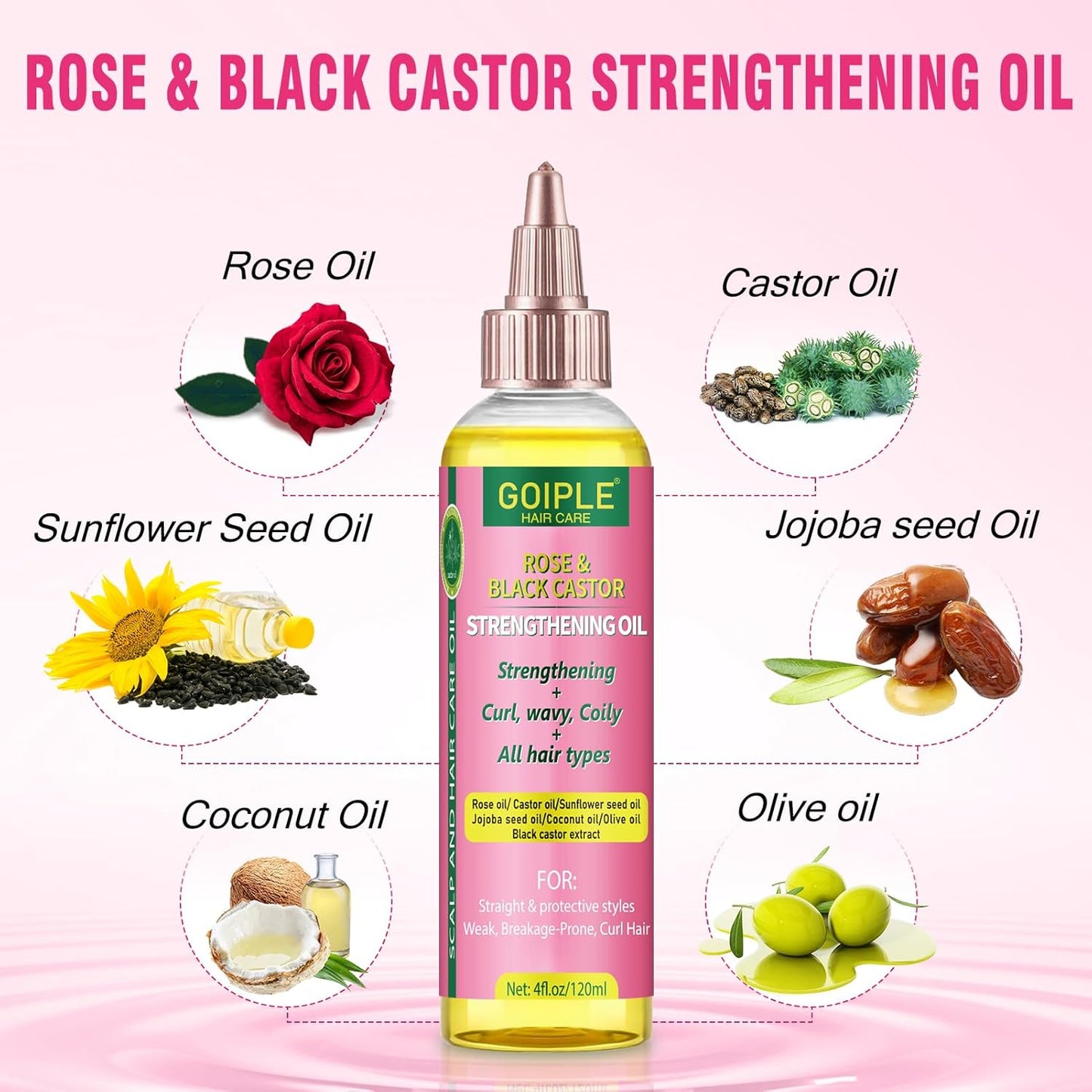 Edge Control Wax Strong Hold Non-greasy Hair Styling Gel - Edge Wax No Flaking Edge Control for Black Hair Edge Wax for Women Rose&Black Castor Oil for Hair Growth Edge Brush Hair Braid Bonnet