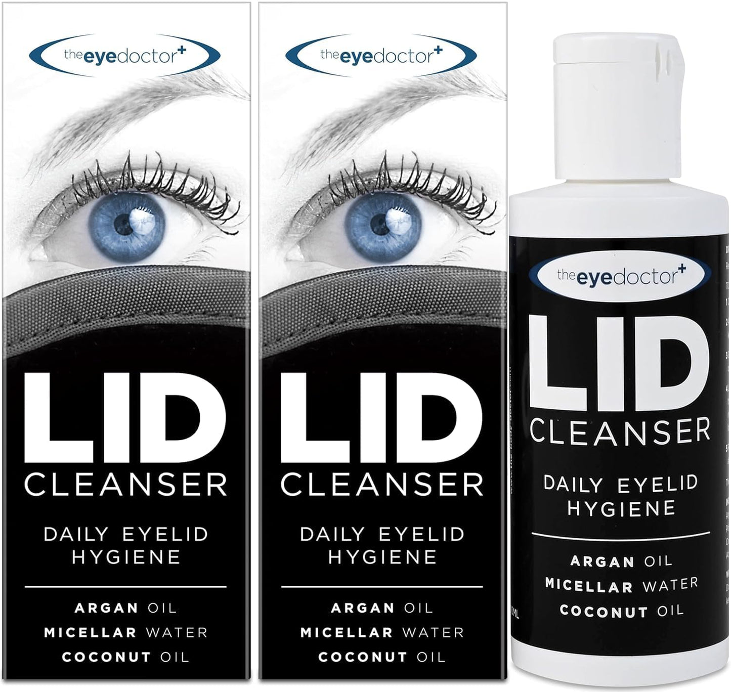 The Eye Doctor Lid Cleanser Twin Pack - Eyelid Cleanser Remove Debris Dirt & Make-up from Eyelids - Suitable for Sensitive Eyes - Contains Argan Oil Coconut Oil & Micellar Water 2X 100ml Bottles