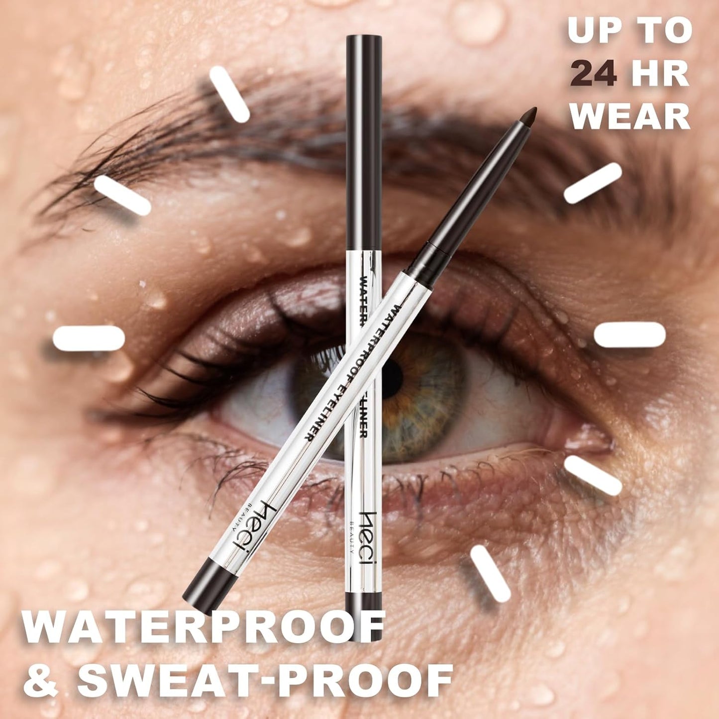 Mechanical Gel Eyeliner Pencil with a High-Pigment, Waterproof & Smudge-resistant, Glide Tip Eye Makeup with Up to 24HR Wear, Waterline Eye Liner with Built-in Sharpener (Dark brown)