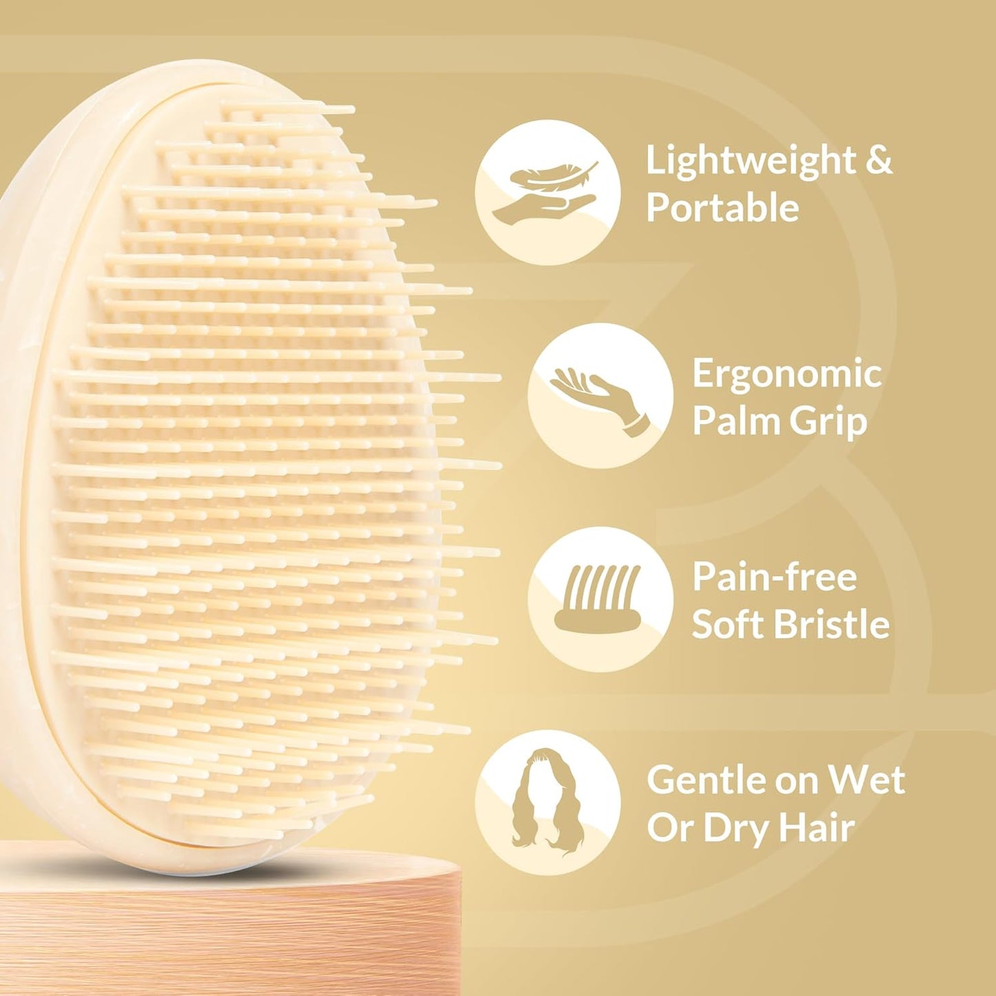 Travel Hairbrush - Mini Hair Detangler for Women Teens Kids - Sensory Scalp Massager - Small Portable Comb - Thick, Curly, Straight, Wet, Dry - Compact Detangler - Purse Essentials