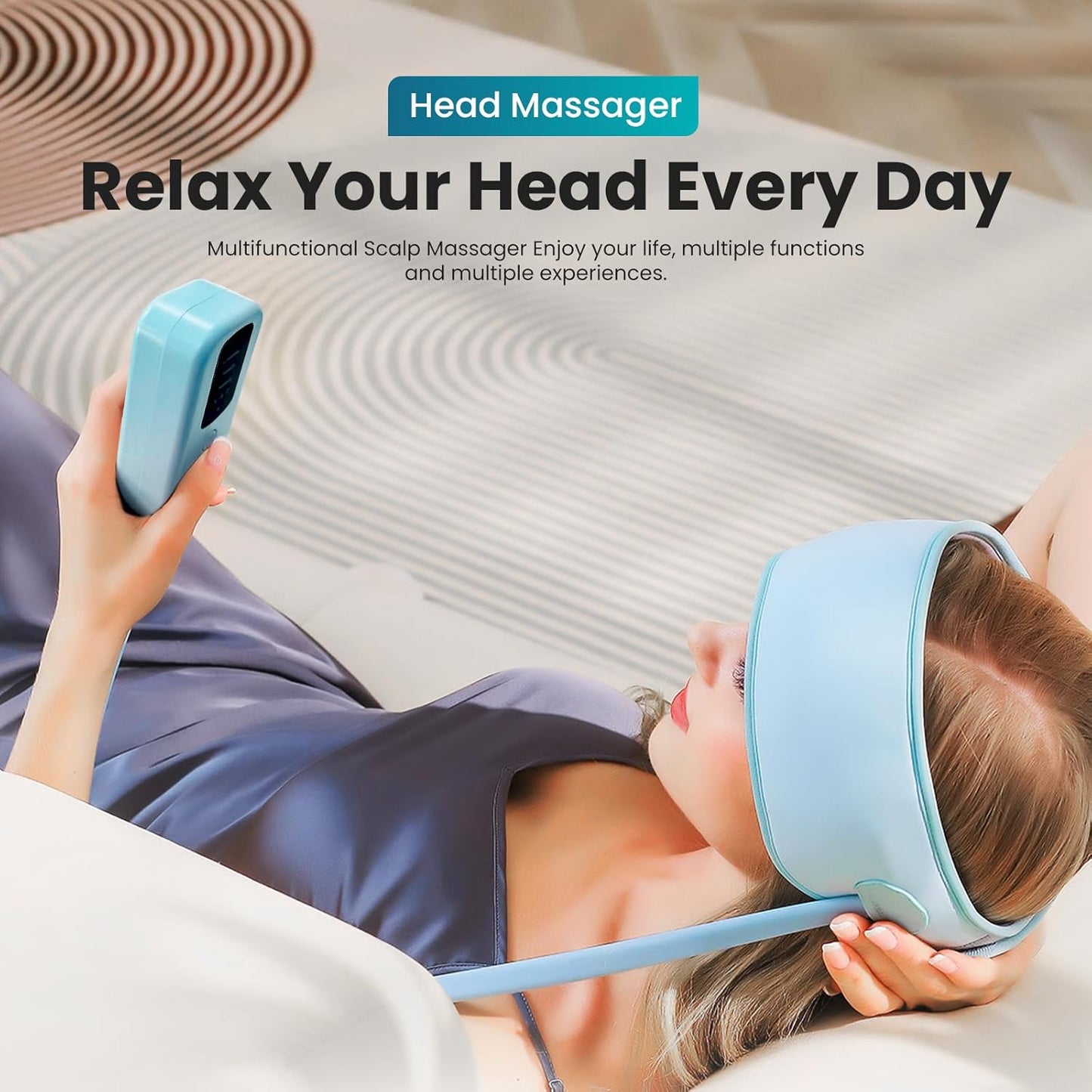 Rechargeable Electric Head Massager,Scalp & Head Airbag Massage with Percussion, Portable for Deep Relaxation, Stress Relief, and Improved Sleep,Gift for Mom, Grandma,Loved Ones