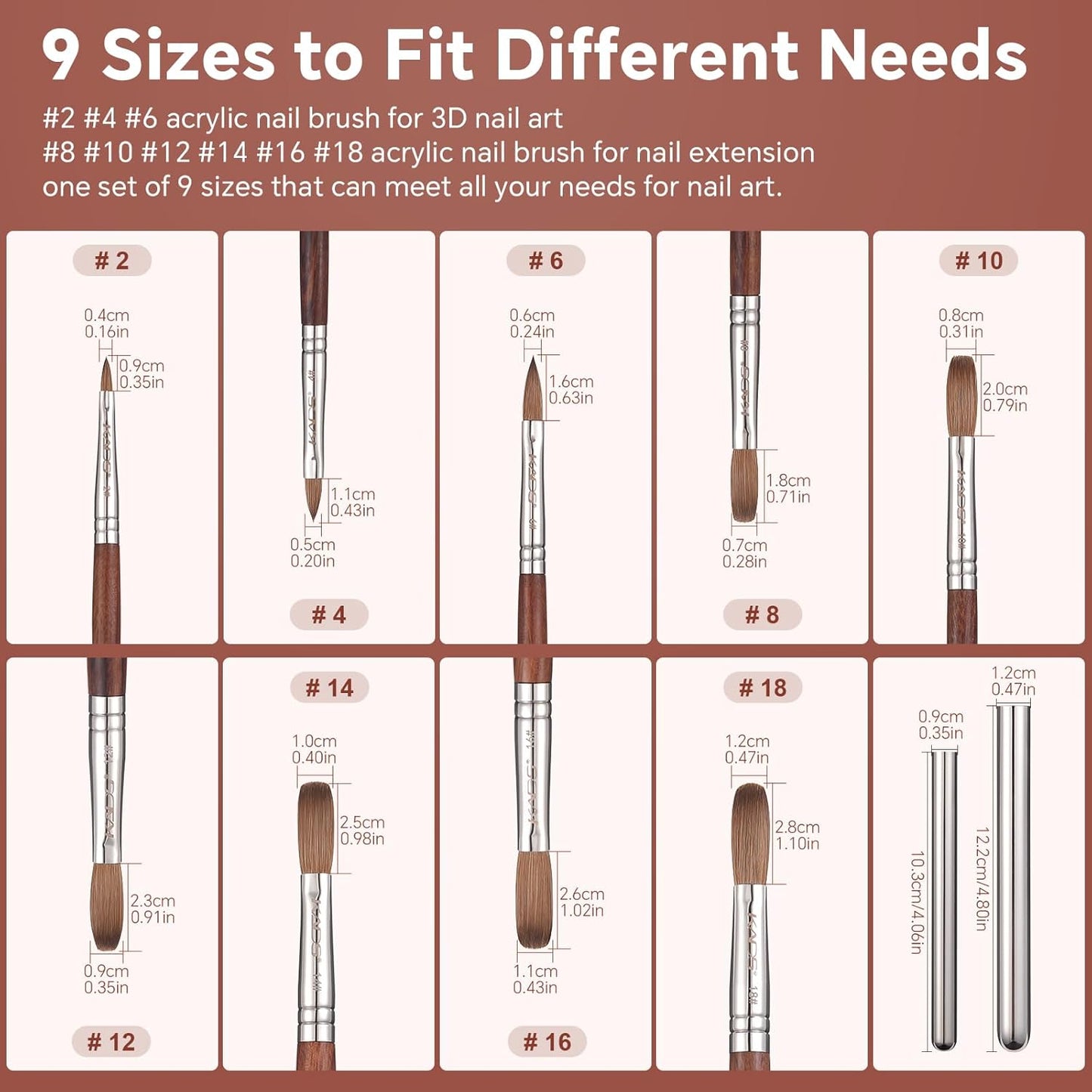 KADS Acrylic Nail Brush with Penholder Nail Brush for Acrylic Application-Oval Shaped Powder Nail Design Tools for Professional Manicure DIY Home Salon (14#)