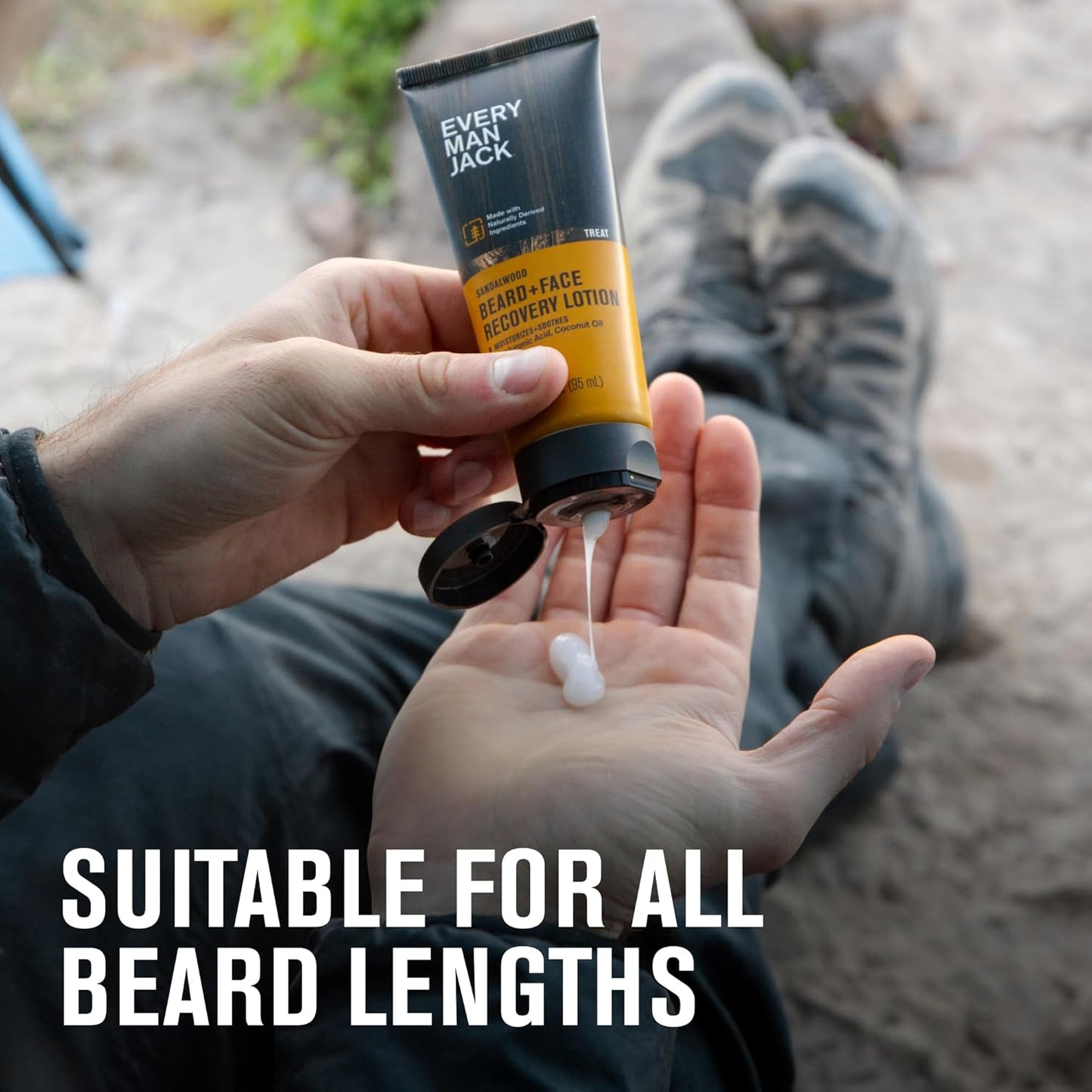 Every Man Jack Beard + Face Recovery Lotion-Moisturizes Relieves Dry Skin and Beard Itch - Light Sandalwood Scent-Made w/Naturally Derived Ingredients like Coconut Oil, and Witch Hazel-3.2oz(2 pack)