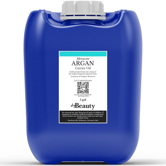 Bulk Argan Oil - Large 5 Gallon Jerrican - Natural, Cold Pressed, 100 Percent Pure Argan Oil for Homemade Hair, Face and Skin Products - Light Aceite de Argan Carrier Oil