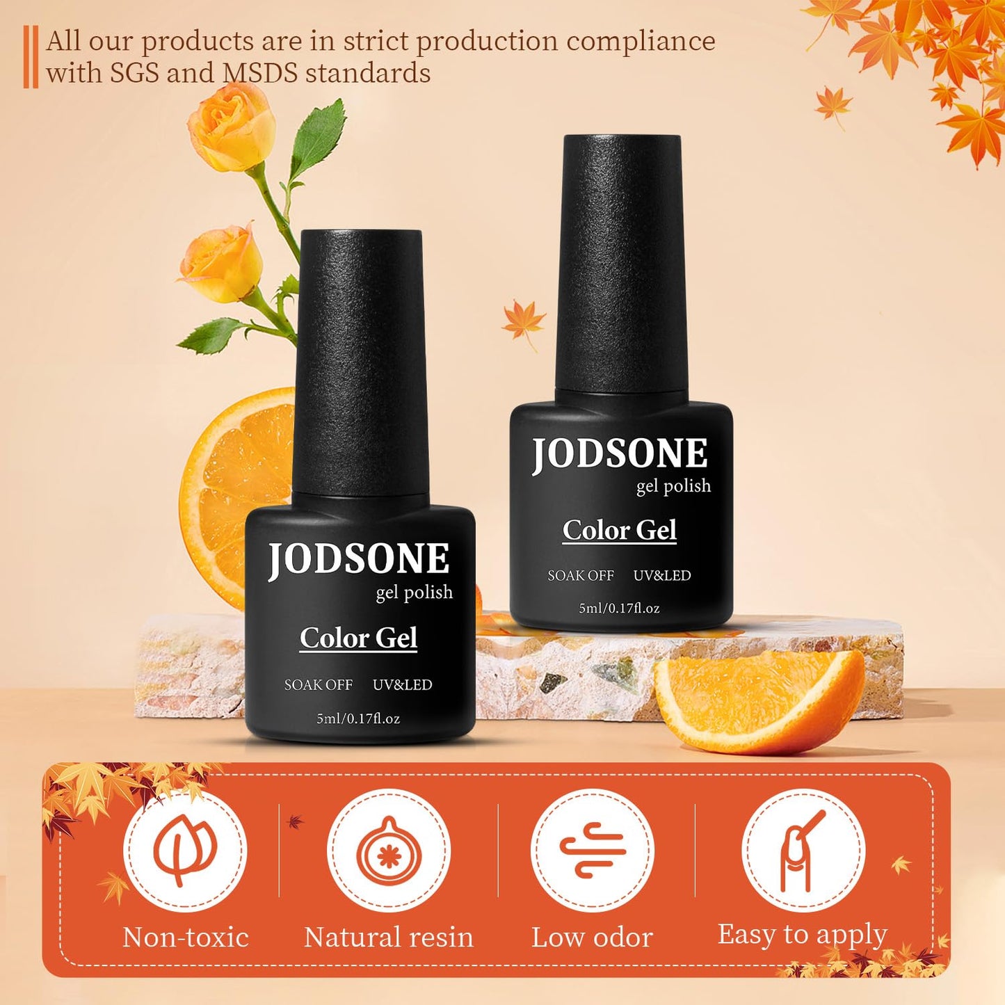 JODSONE 36 Pcs Gel Nail Polish Kit with U V Light of 32 Color Gel Polish Nail Collections Base and Top Glitter Coat Manicure Tools