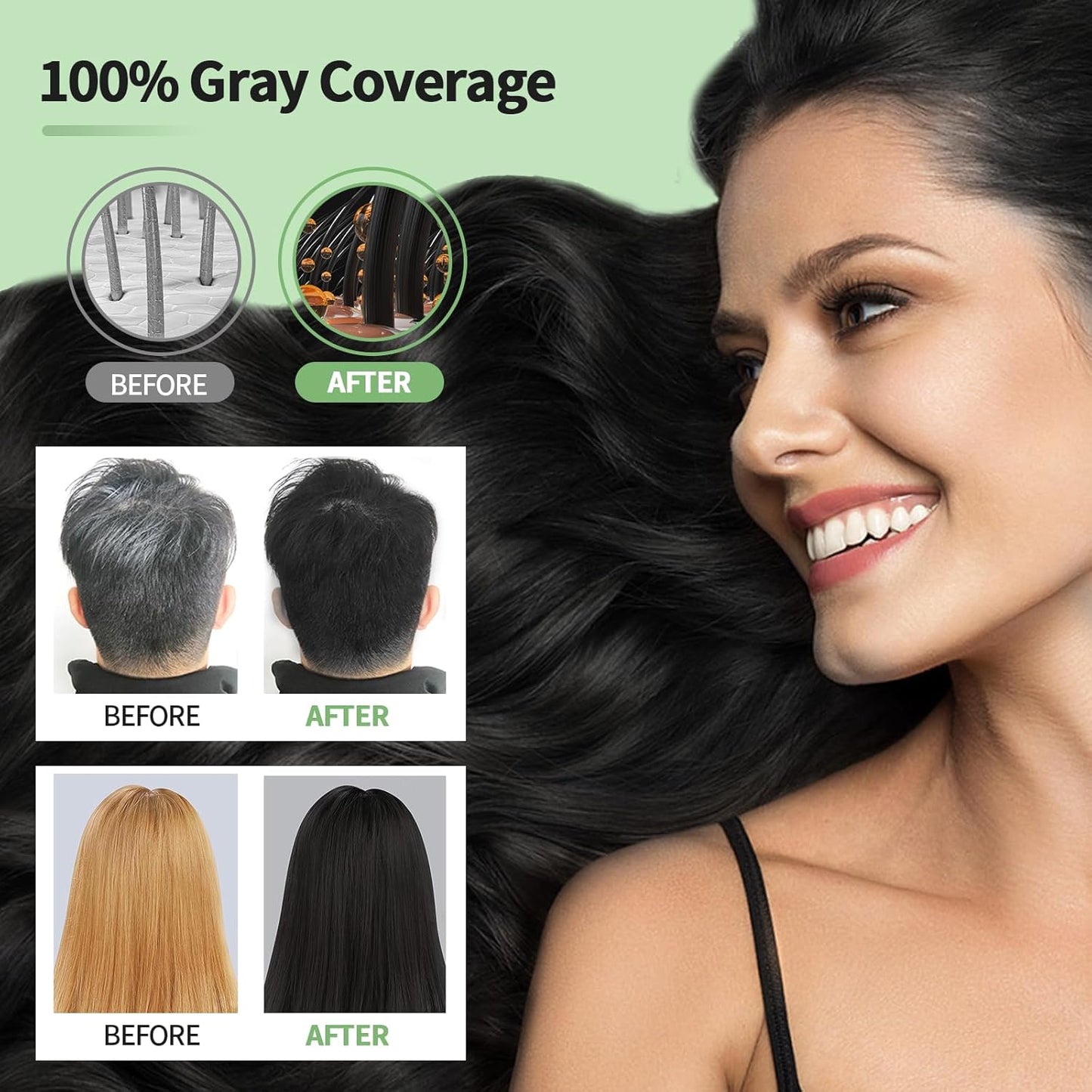 2 Pack Black Hair Dye Shampoo, Leorx 3 In 1 Black Color Shampoo Dye For Gray Hair Instant Herbal Coloring For Women & Men - Tintes Para El Cabello