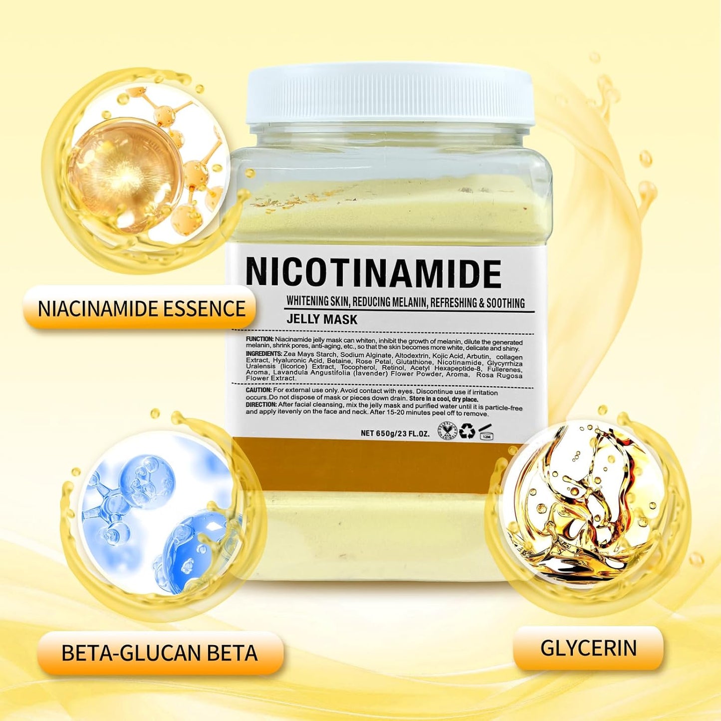 Jelly Mask for Facials Professional, Hydrating & Moisturizing Peel-Off Natural Gel Face Mask SkinCare, Professional Spa Use Jelly Face Masks, Deep Hydration & Glow 23 Fl Oz (Nicotinamide)