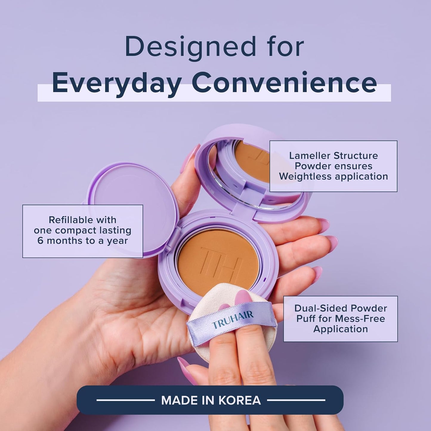 TRUHAIR Root & Scalp Cover Up Refill, Waterproof Pressed Powder for Gray Coverage, Bald Spots & Thinning Hair, Root Touch Up Color, 0.35 oz (Darkest Brown)