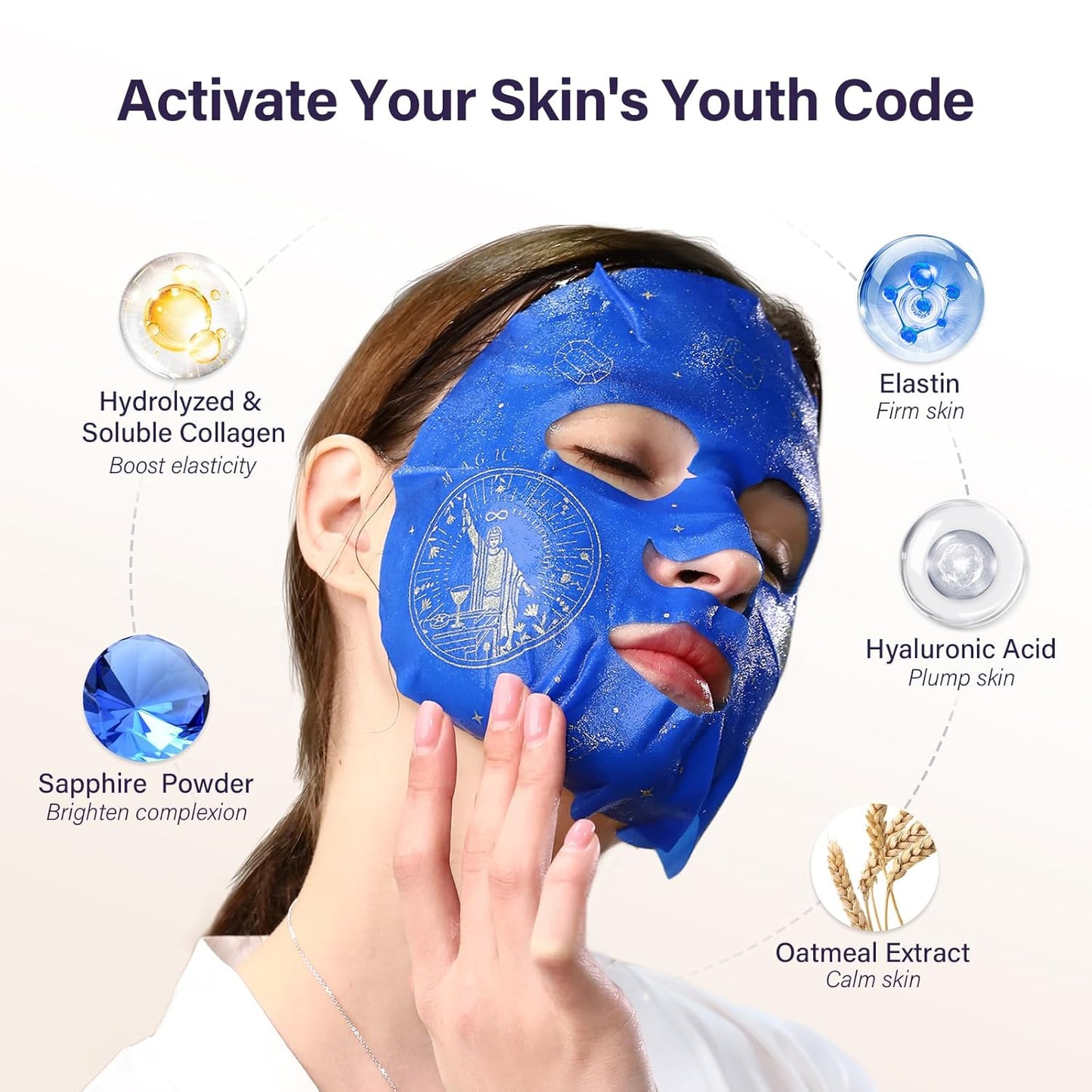 ZealSea Collagen Face Masks Skincare, Triple Collagen Mascarillas para la cara for Women, Anti-aging Facial Mask Kit for girls' weekend gift, Biodegradable Bamboo Sheet, Lifting & Nourishing Spa Set