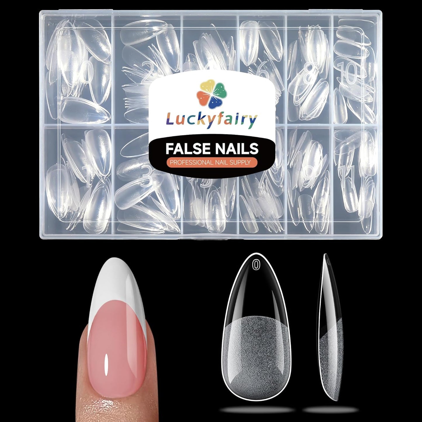 Medium Almond Nail Tips, 360pcs Soft Gel Pre-Shaped Acrylic Fake Nails, Half Matte Full Cover Clear Gelly Press on Flase Nail Tips for Extension Nail Manicure Home DIY 12 Sizes Gelly Tips