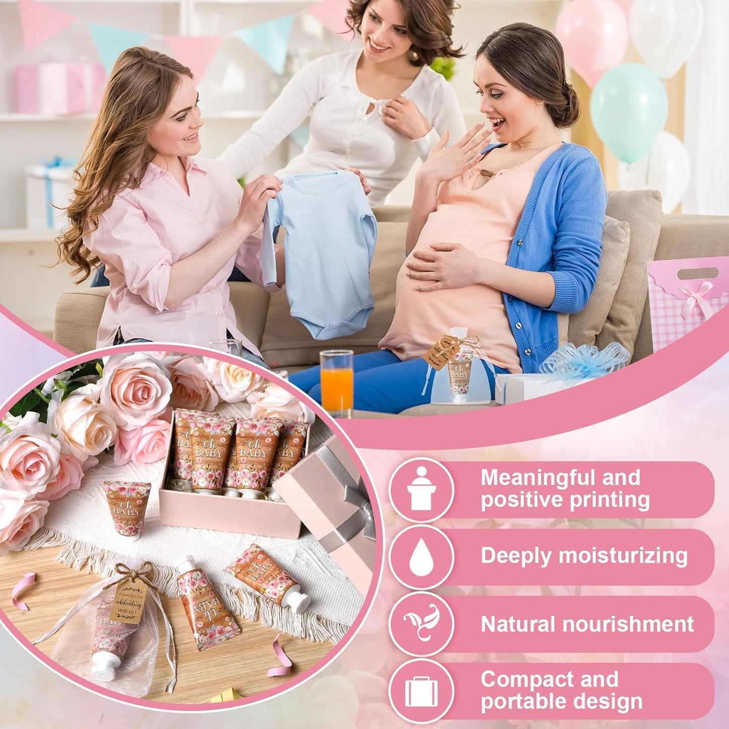 48 Sets Baby Shower Hand Cream Party Favors for Guests Gift Bulk Travel Size Hand Lotion Set for Baby Shower Wedding Christmas(Floral)