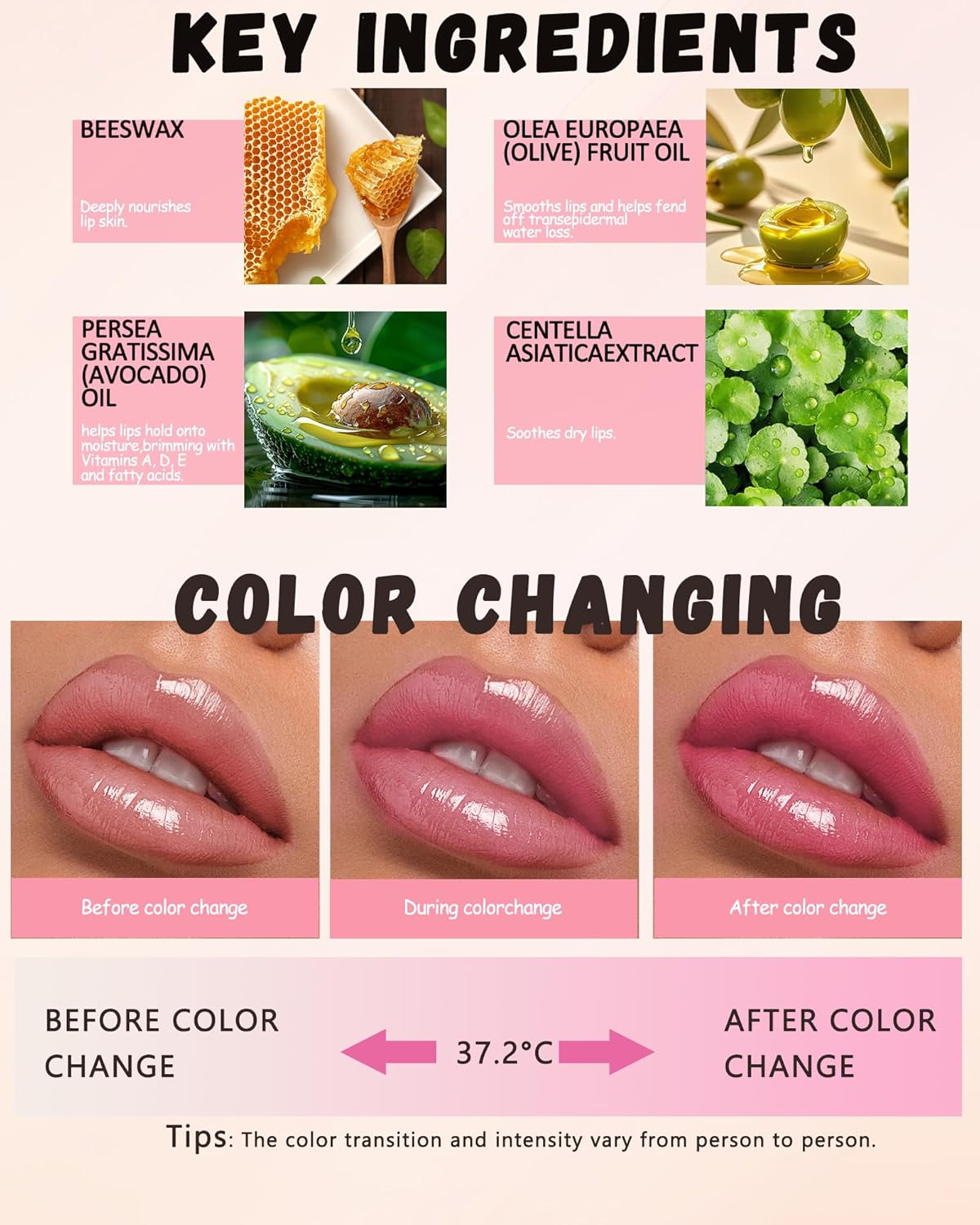 PH Color Changing Lipstick, Waterproof Temperature Color Change Lip Balm, Multi-Use Lip and Cheek Tinted Lip Gloss, Long-Lasting Hydrating Moisturizing Lip Tint,Festival Makeup Gift for Women-04 White