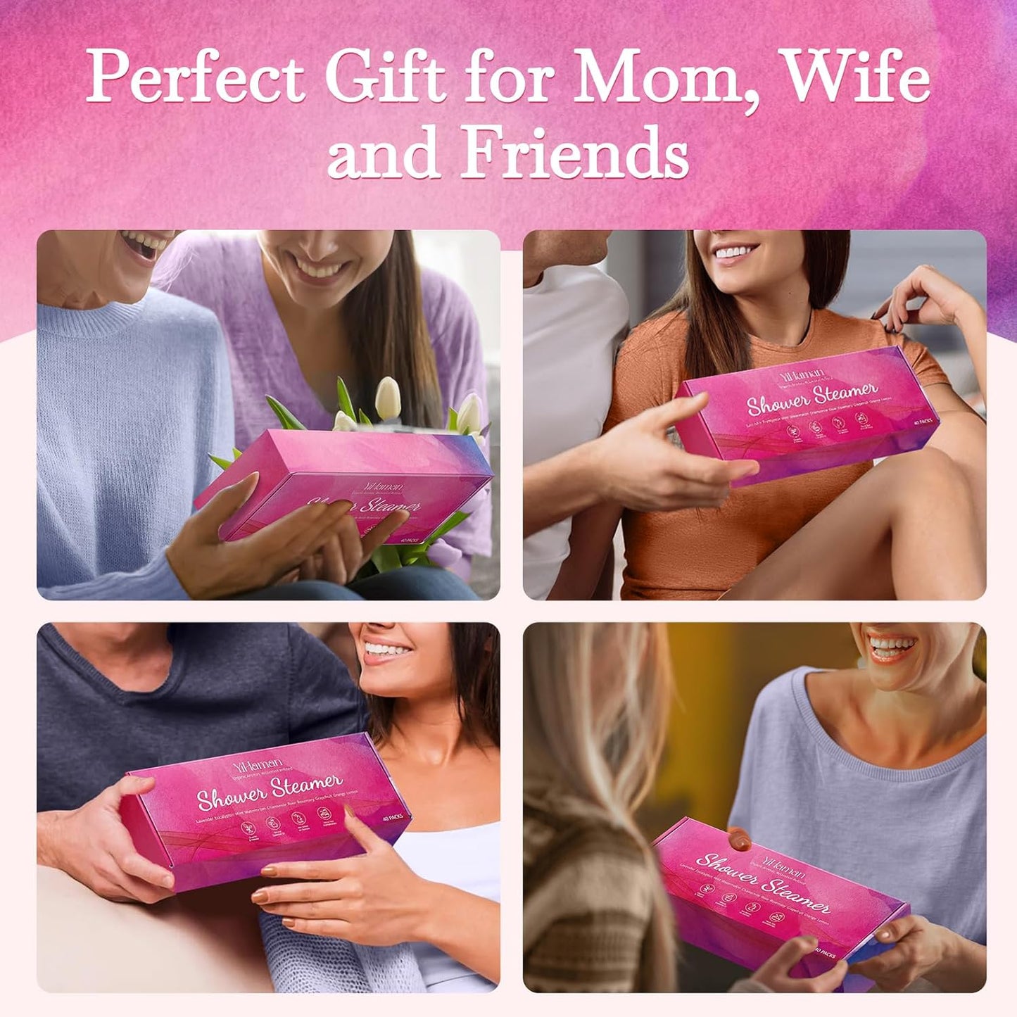 40PCS Shower Steamers Aromatherapy for Women or Men, 10 Scents Organic Shower Bombs, Relaxation with Organic Essential Oils, Birthday Self Care Gift for Women 1 Set