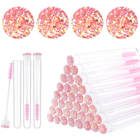 50pcs Eyelash brush Lash Wand Makeup tool Eyelash Extension supplies Cleaning brush Diamond Mascara star l pink