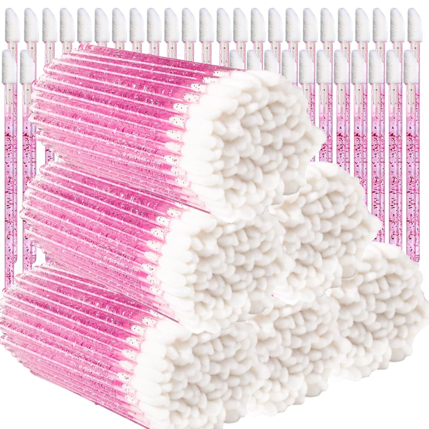 Teenitor 600pcs Lip Applicators Disposable, Crystal Pink Lip Wands Lipstick Applicator Wands, Lip Brush Lint Free Applicators For Makeup Crystal Pink