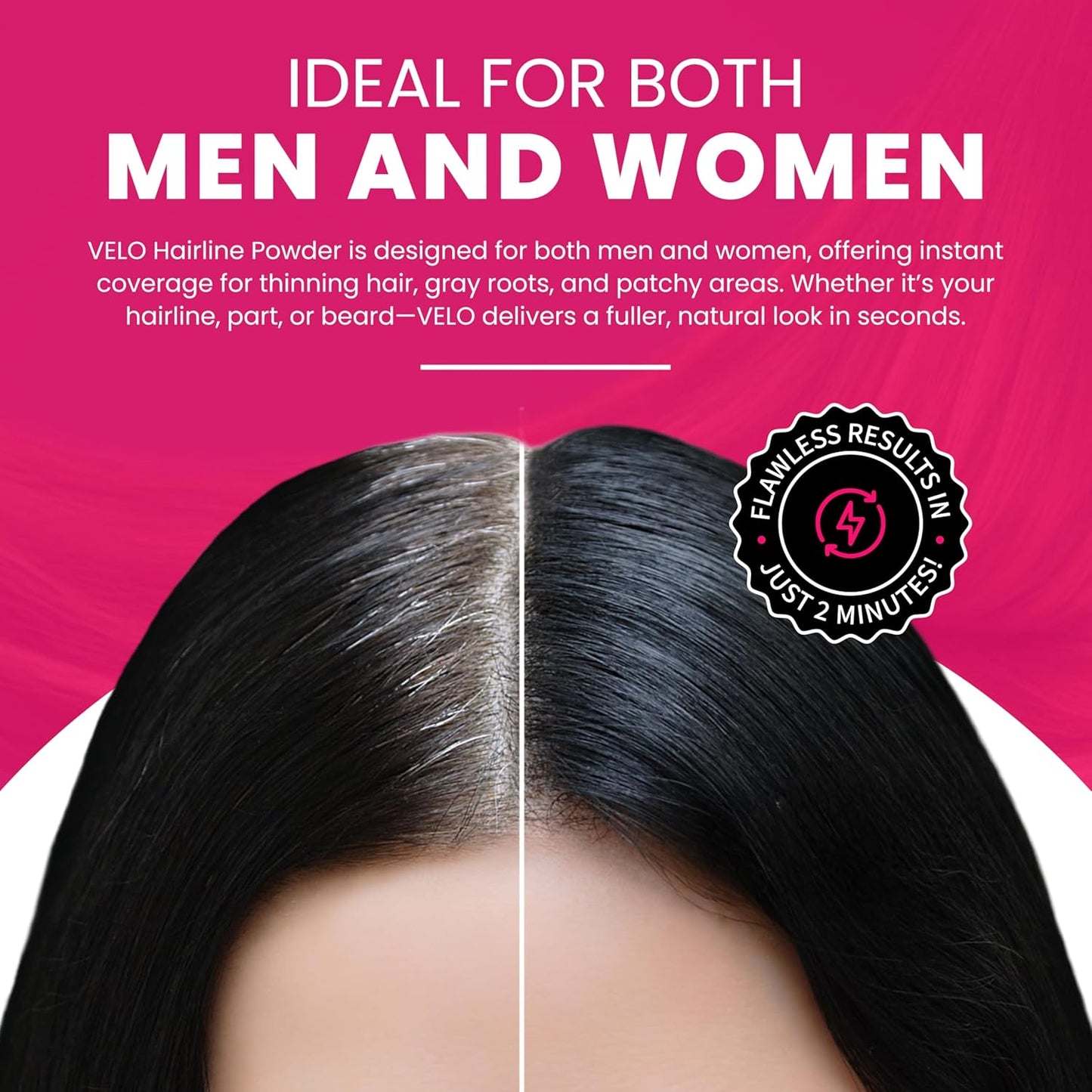 VELO Hairline Powder–BLACK Hair Root Touch Up Powder for Women & Men–Instantly Covers Gray Hair, Thinning Hair & Bald Spots–Sweatproof Root Cover Up–Puff & Mirror Compact, 13 Shades