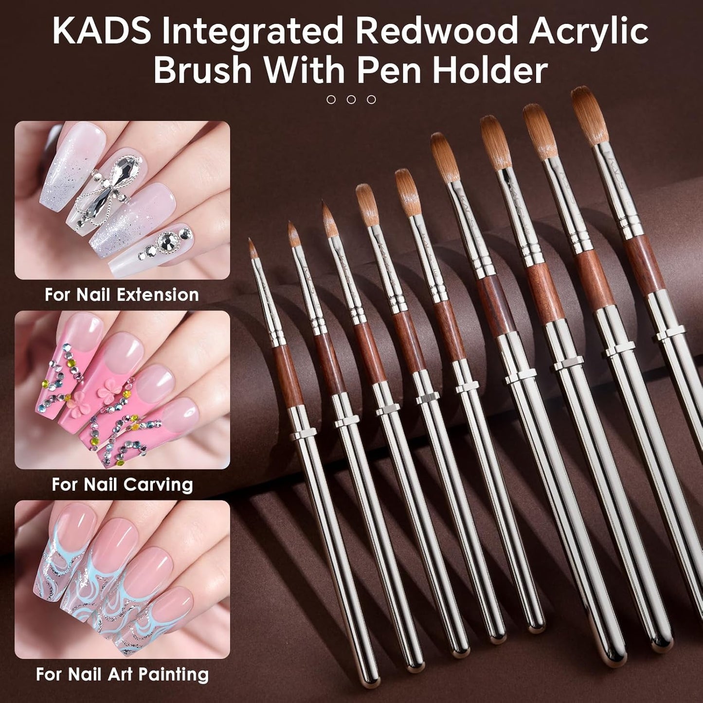 KADS Acrylic Nail Brush with Penholder Nail Brush for Acrylic Application-Oval Shaped Powder Nail Design Tools for Professional Manicure DIY Home Salon (14#)