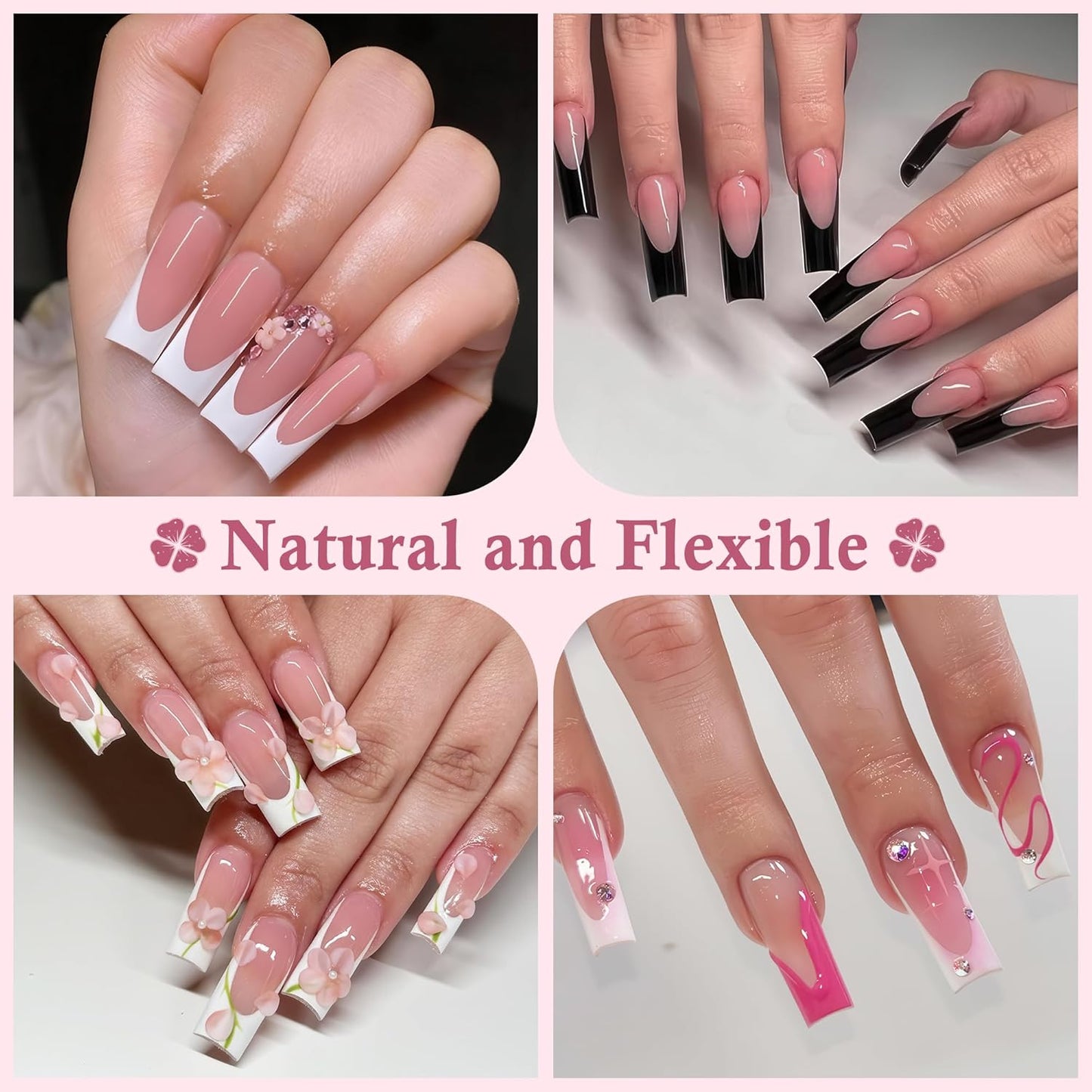 Medium Square Nail Tips, 360pcs Soft Gel Pre-Shaped Acrylic Fake Nails, Half Matte Full Cover Clear Gelly Press on Flase Nail Tips for Extension Nail Manicure Home DIY 12 Sizes Gelly Tips