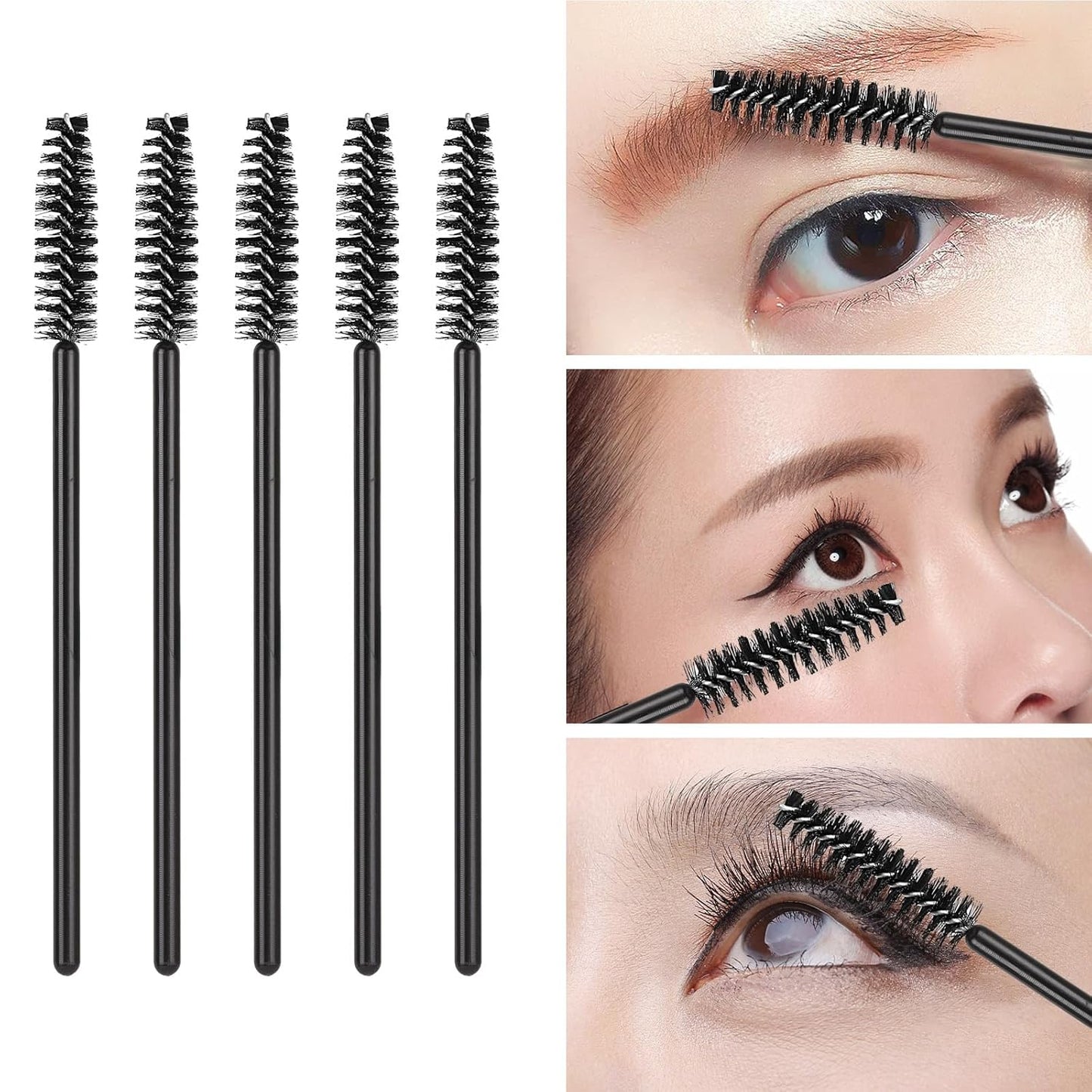 Tbestmax 500 Disposable Mascara Wands Eyelash Brush Black Spoolies for Eyebrow Eye Lash Extension