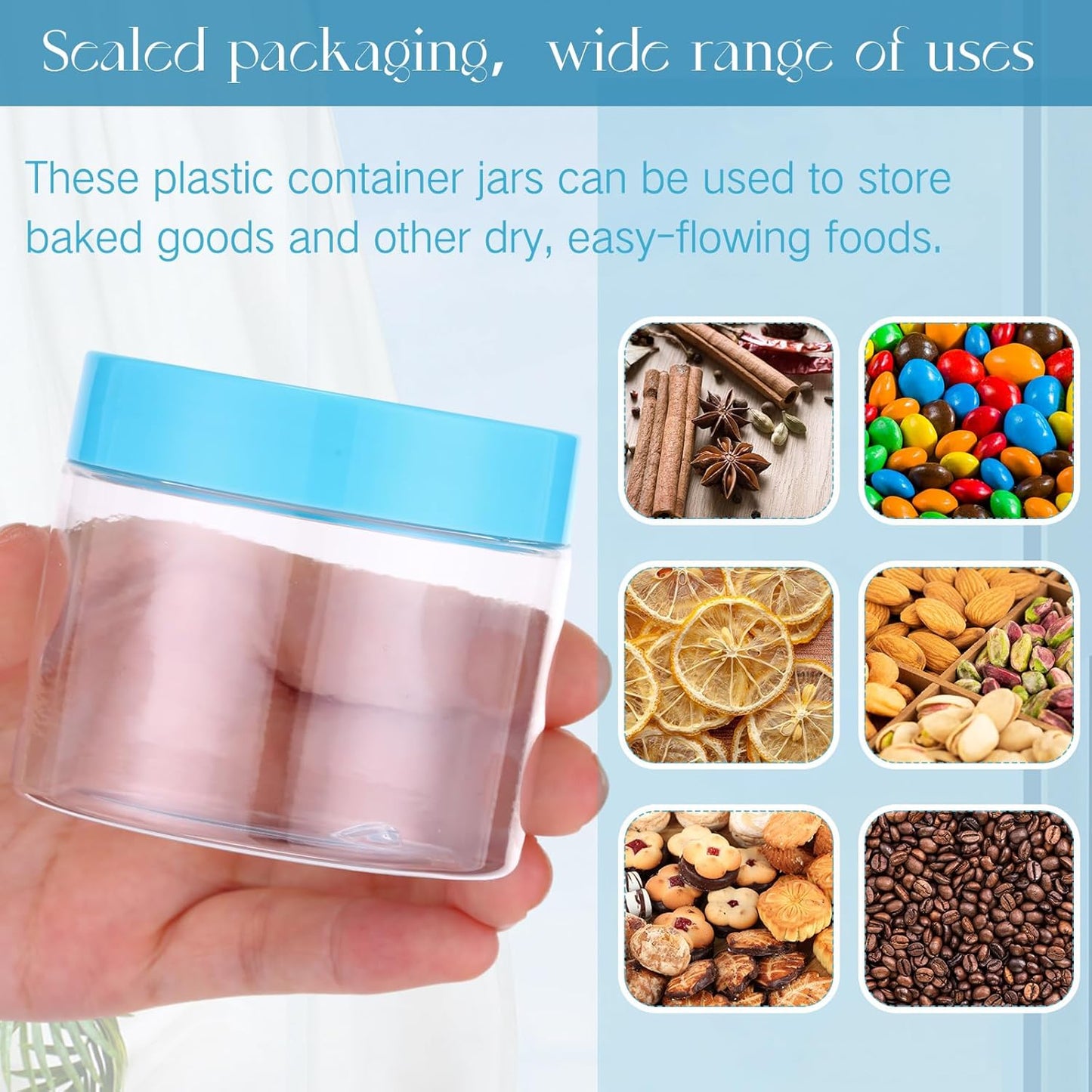 SATINIOR 100 Pcs Plastic Jars with Lids Small Containers Lids Wide Mouth Small Plastic Containers for Lotion Cream Rhinestones Body Butters Travel Storage(6 oz, Blue)