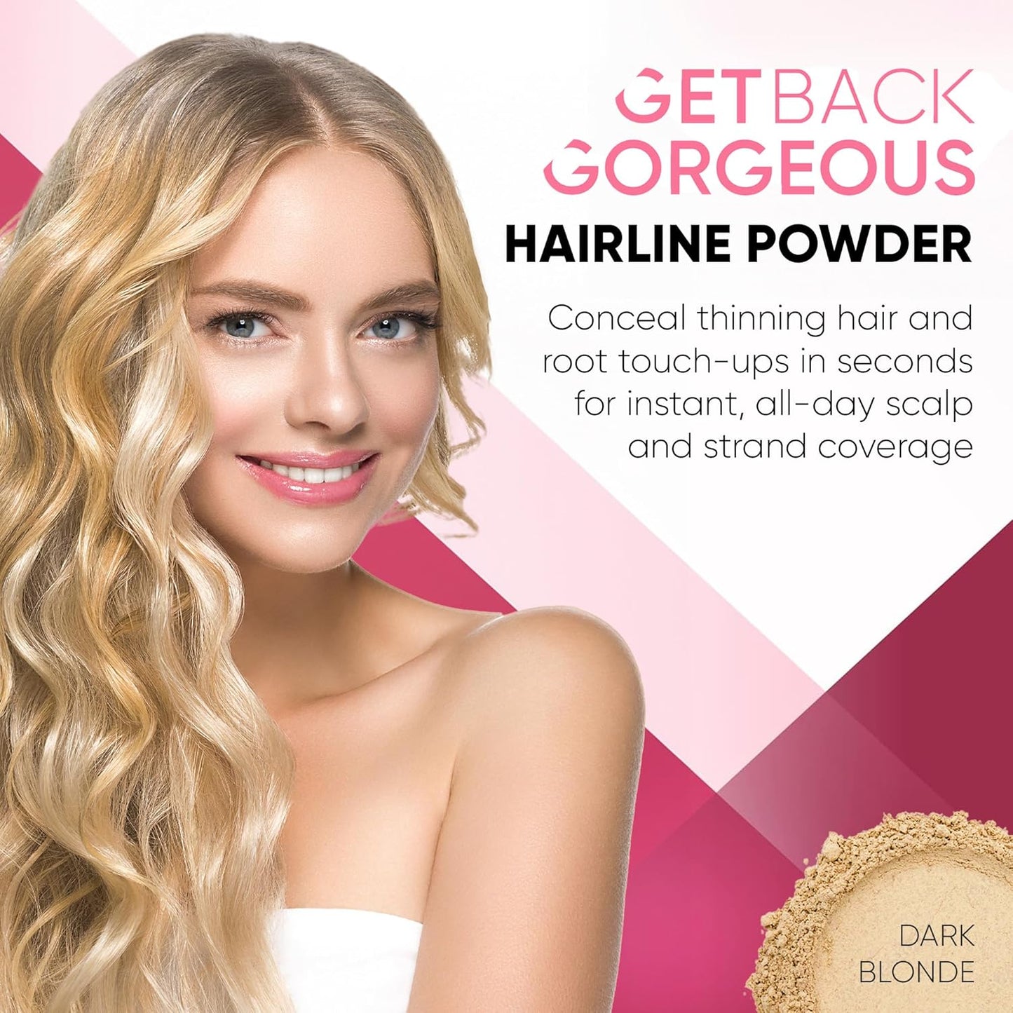 GBG Hairline Powder, Dark Blonde - 48-Hour Coverage Root Touch Up Powder for Bald Spots, Instant Hair Loss Concealer & Brightening Highlights - Hair Fillers for Thinning Hair for Women & Men, 4g